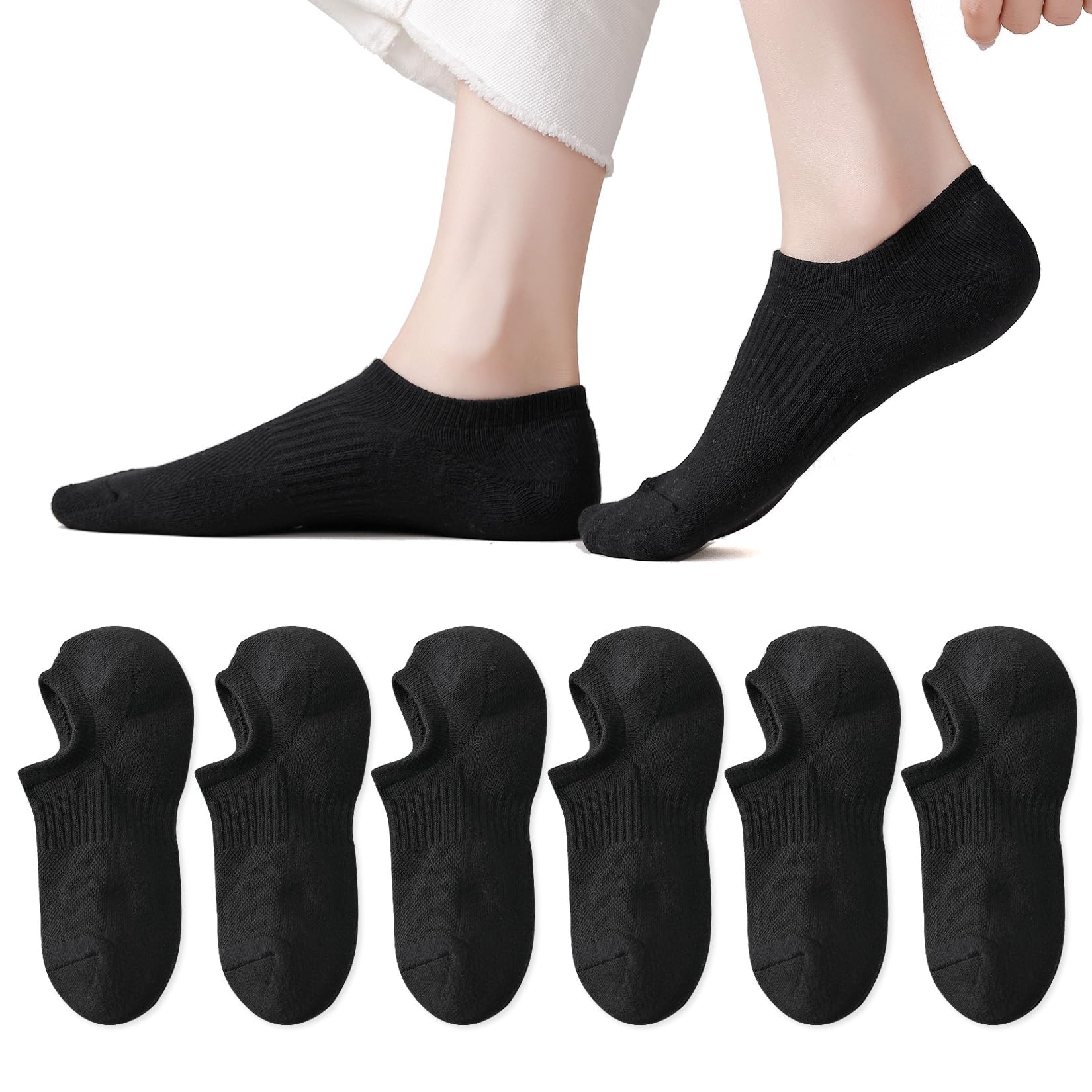EPEIUS Thick No Show Socks for Women Athletic Ankle Socks Cushioned Running Low Cut Non Slip Footies 3/6 Pairs