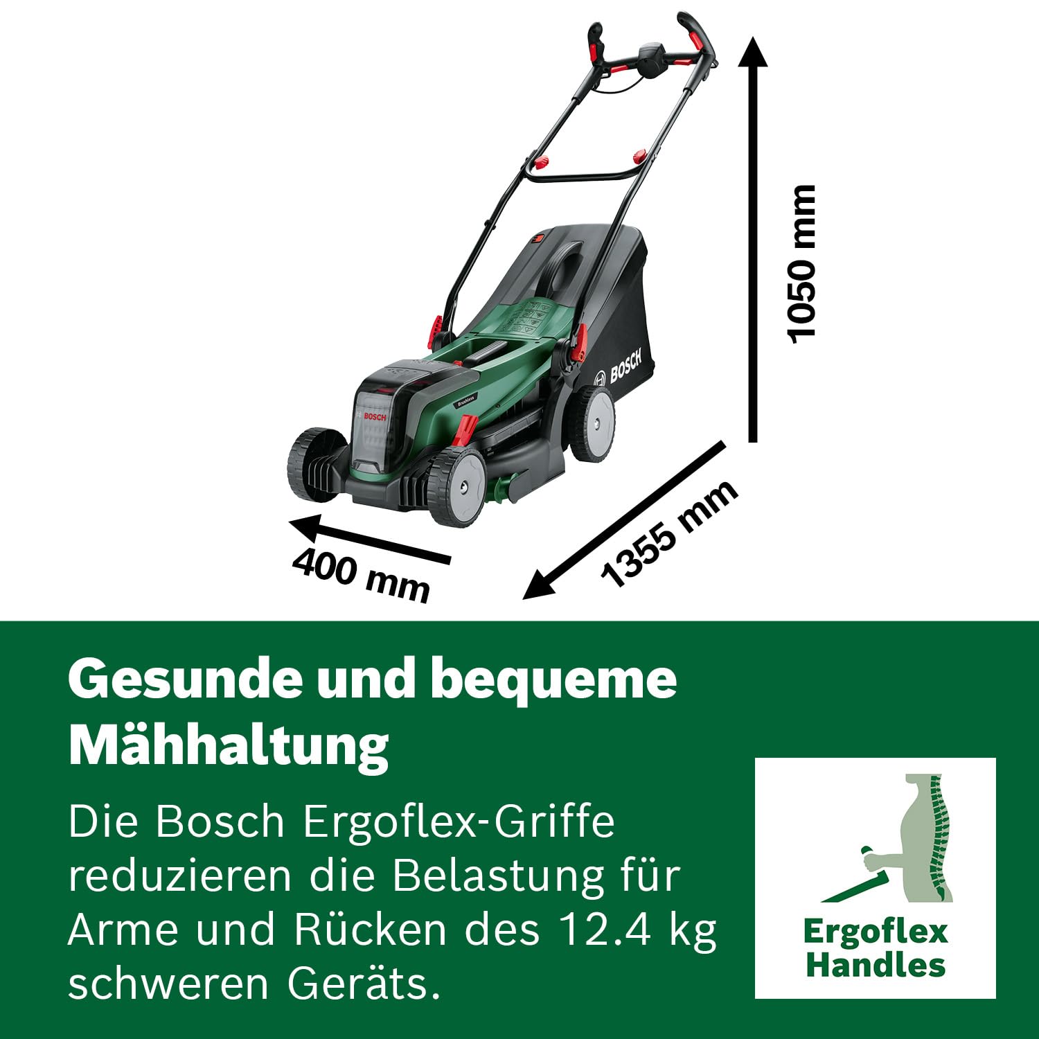 Bosch Akku-Rasenmäher UniversalRotak 2x18V-37-550 (bis zu 500 m2 mit 2X 4,0 Ah Akku); 18 Volt System; Schnittbreite: 37 cm; 2X 18V 4,0-Ah-Akku und Ladegerät
