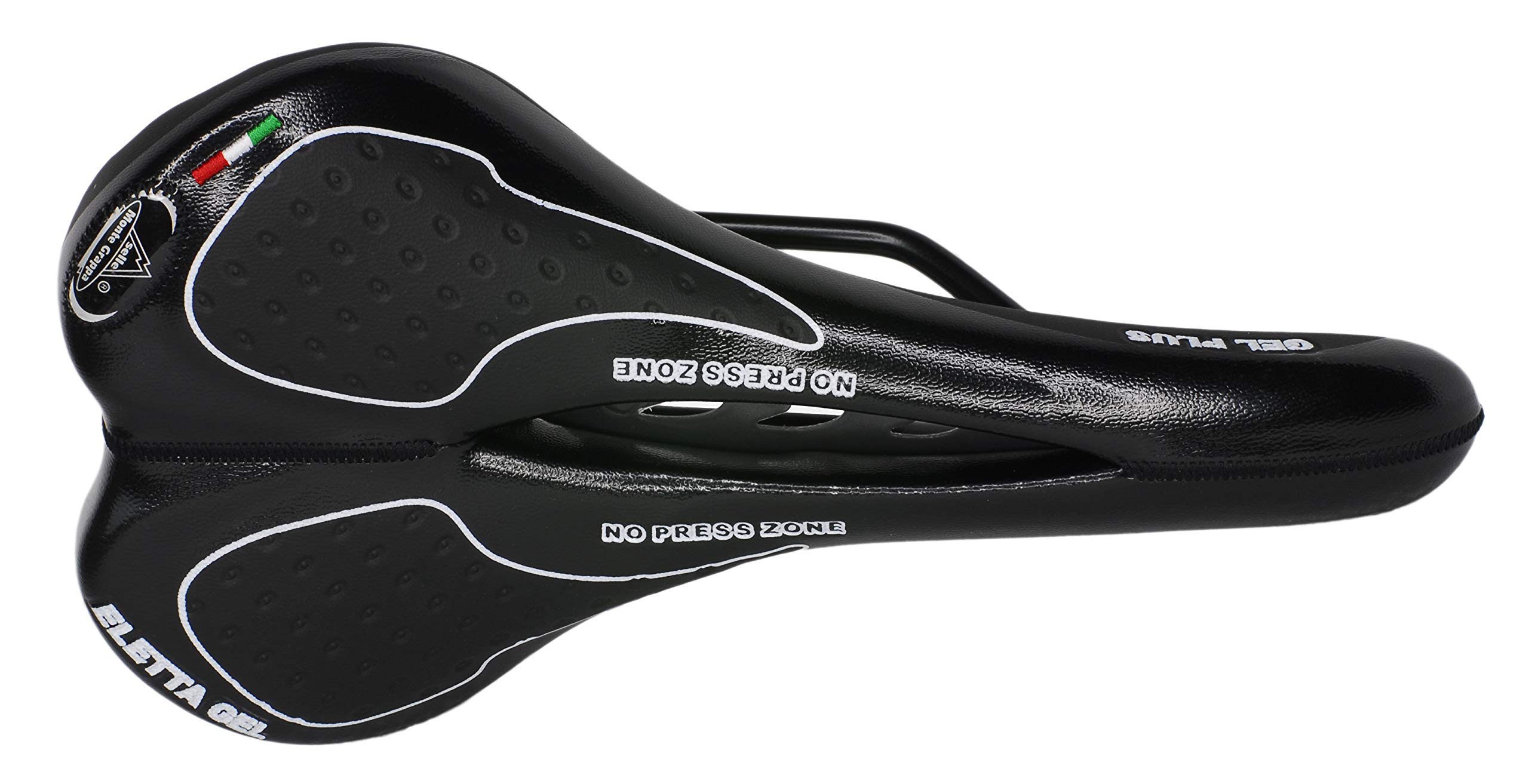 Siodełko Montegrappa do roweru wyścigowego MTB Trekking Unisex MOD. SM Eletta Gel 1150, wyprodukowano we Włoszech, kolor czarny