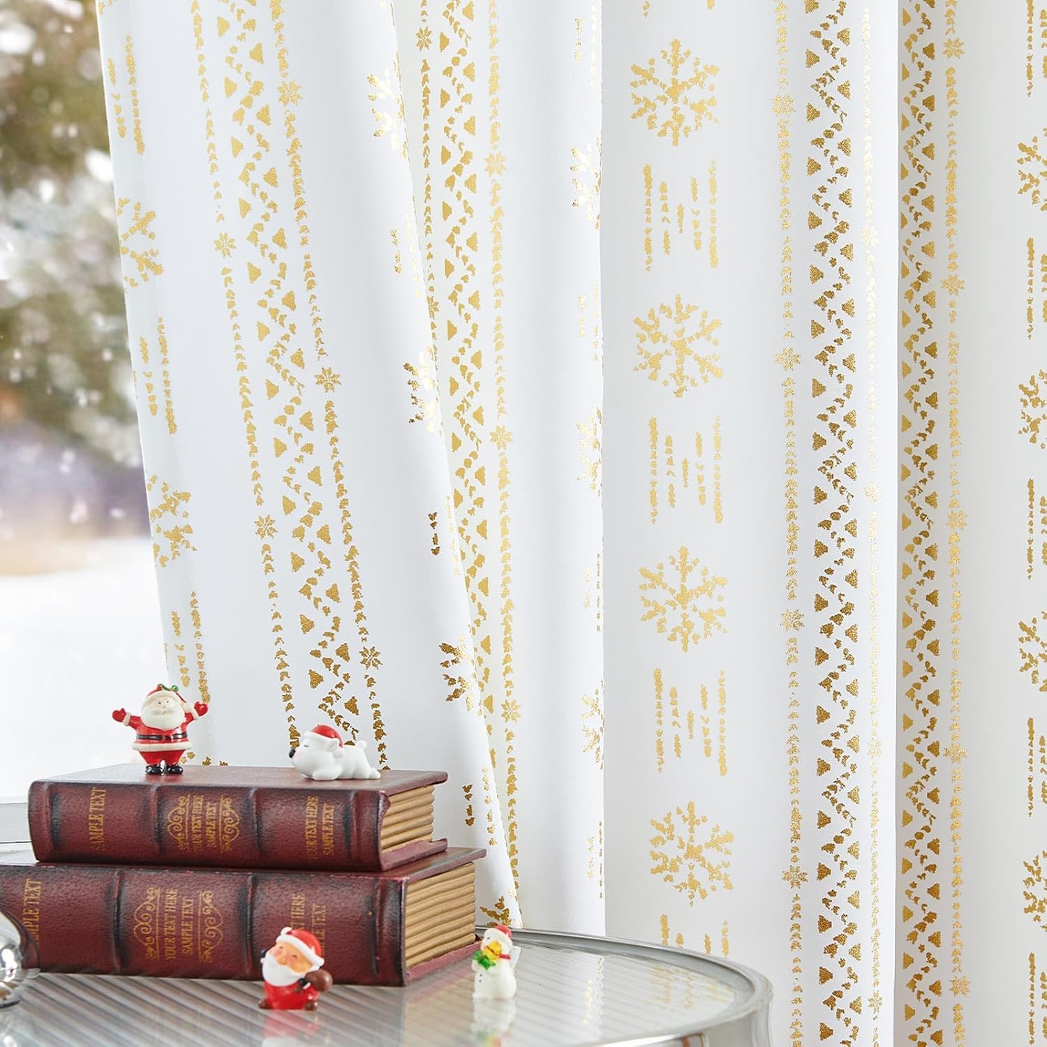 COLLACT Boho Snowflake Curtains Christmas Curtains 84 Inch