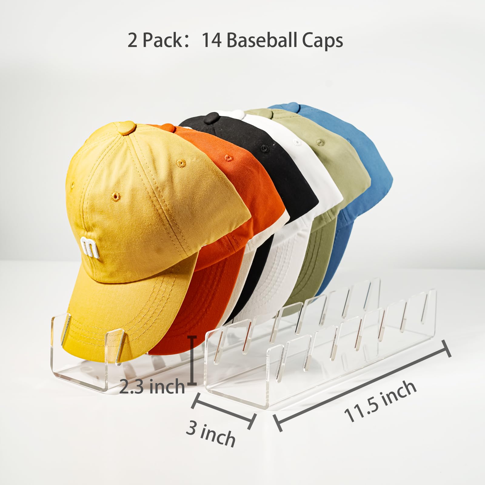 Shiyinar Acrylic Hat Organizer for Baseball Caps, Hat Stand store up to 14 Hats in Your Closet, Living Room, or Table,Gifts for dad