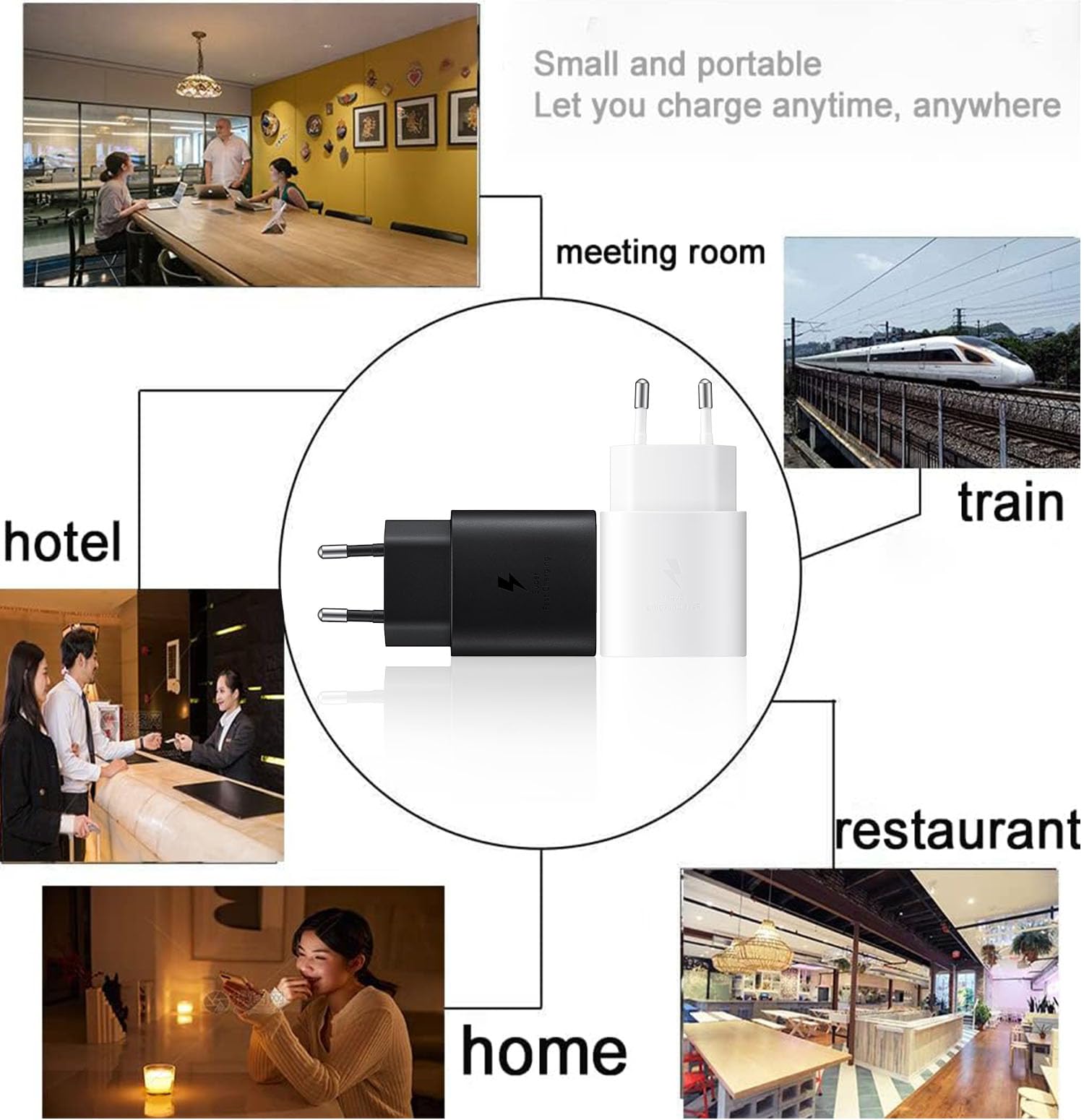 Caricatore 25W USB C Rapido Caricabatterie con 1,5M Cavo per Samsung S23 S22 Ultra S21 S20 S10 Note10 A13 A23 A53 A54 Fold Flip 5 4, i Phone 15 Carica Alimentatore Tipo C Adattatore Spina Presa-Nero