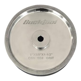 BUCKTOOL 180 Grit 8 Inch CBN Grinding Wheel, 1.5" Wide, 5/8" Arbor Cubic Boron Nitride Sharpening Wheel for Sharpening Wood-Turning Tools, Chisels, Hardcore and More