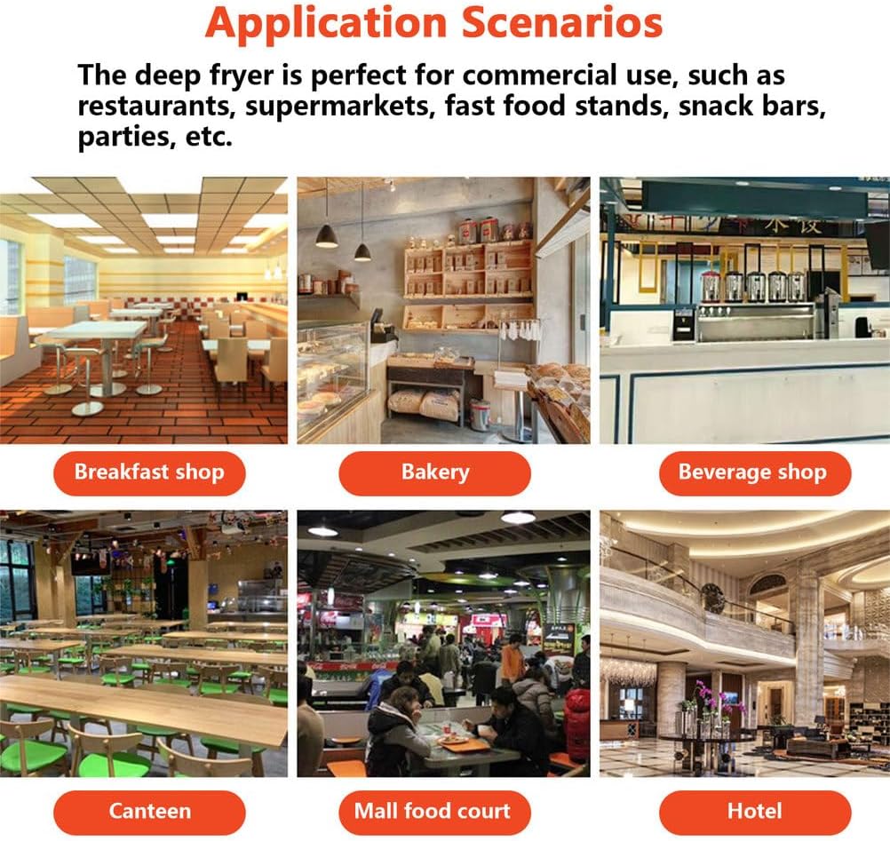 AIZYR Commercial Electric Deep Fryer, Oil Fryer Fryer Frying Machine Countertop Deep Fryer Pot for French Fries, Fried Chicken