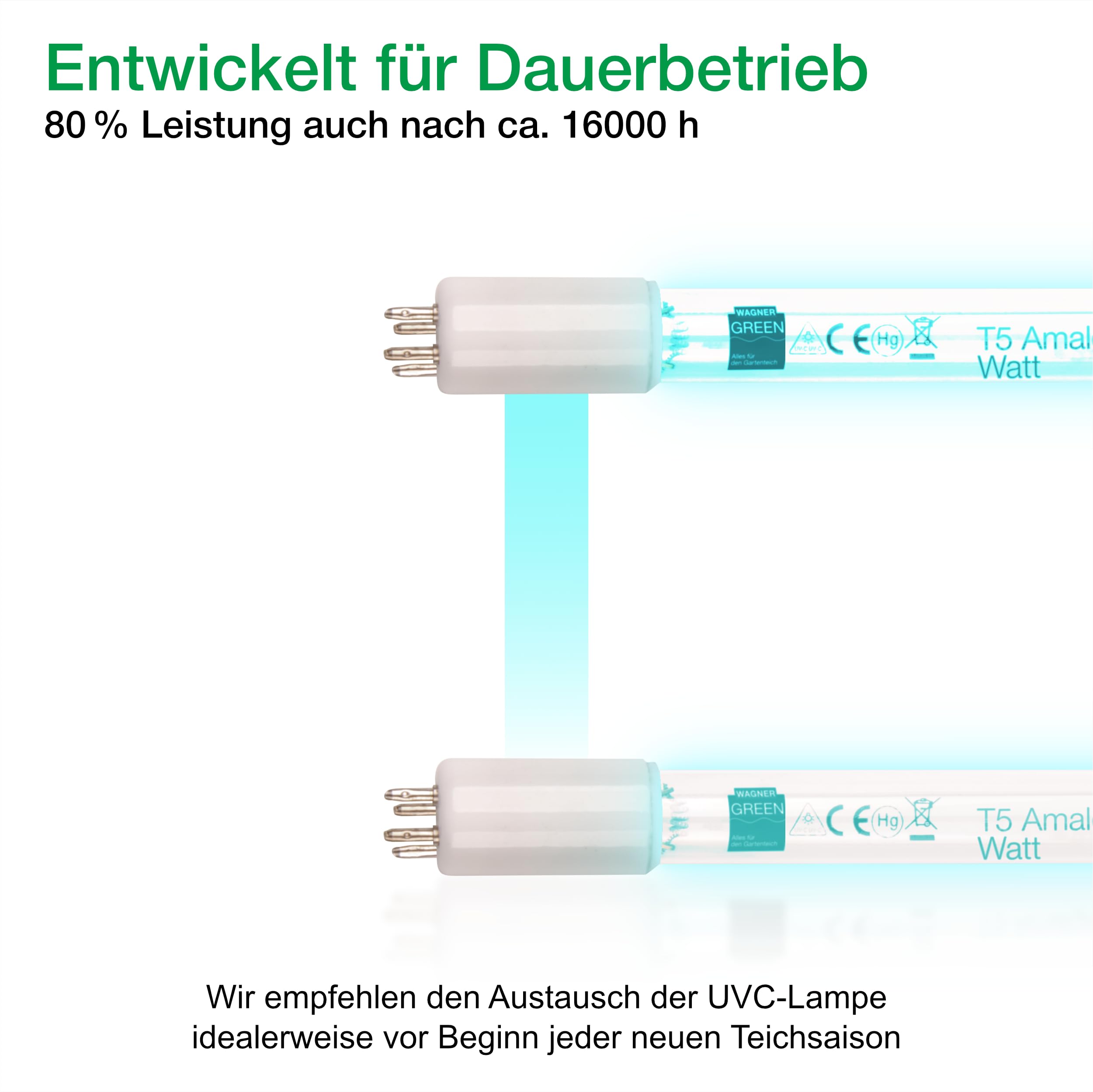 Ersatzlampe UVC 40 Watt Amalgam Lampe für Teich und Koiteich Filter | 4-Pin BASE C