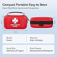 Vista 7 de Kit de primeros auxilios para automóvil, hogar, viajes, campamento, 350 piezas, estuche rígido compacto e impermeable, kits de supervivencia