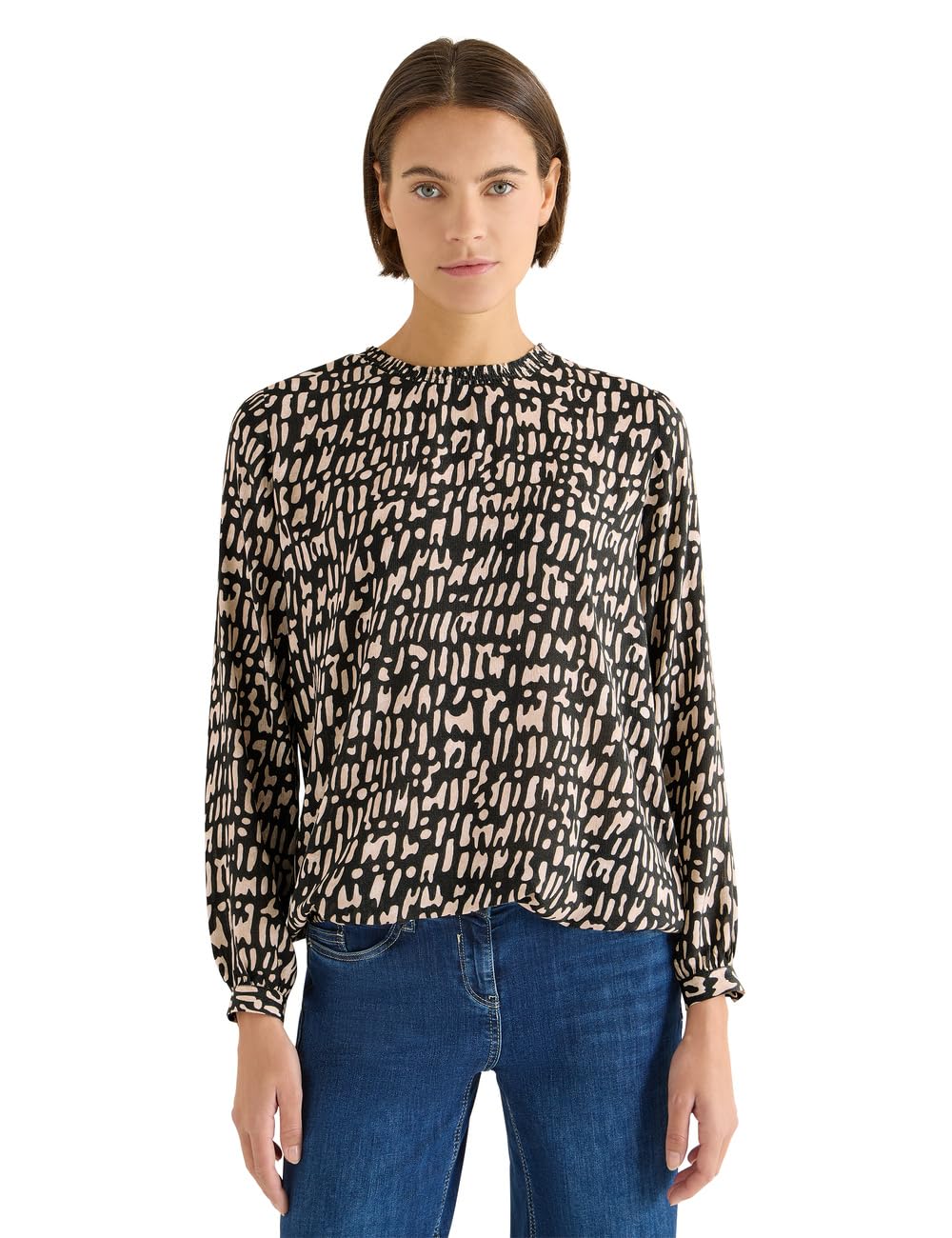 Cecil Damen Bluse mit Smock-Ausschnitt