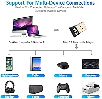 Vista 7 de Adaptador Bluetooth para PC, adaptador Bluetooth USB 5.0 Transmisor Bluetooth Dongle Stick Adaptador receptor Bluetooth para PC Notebook