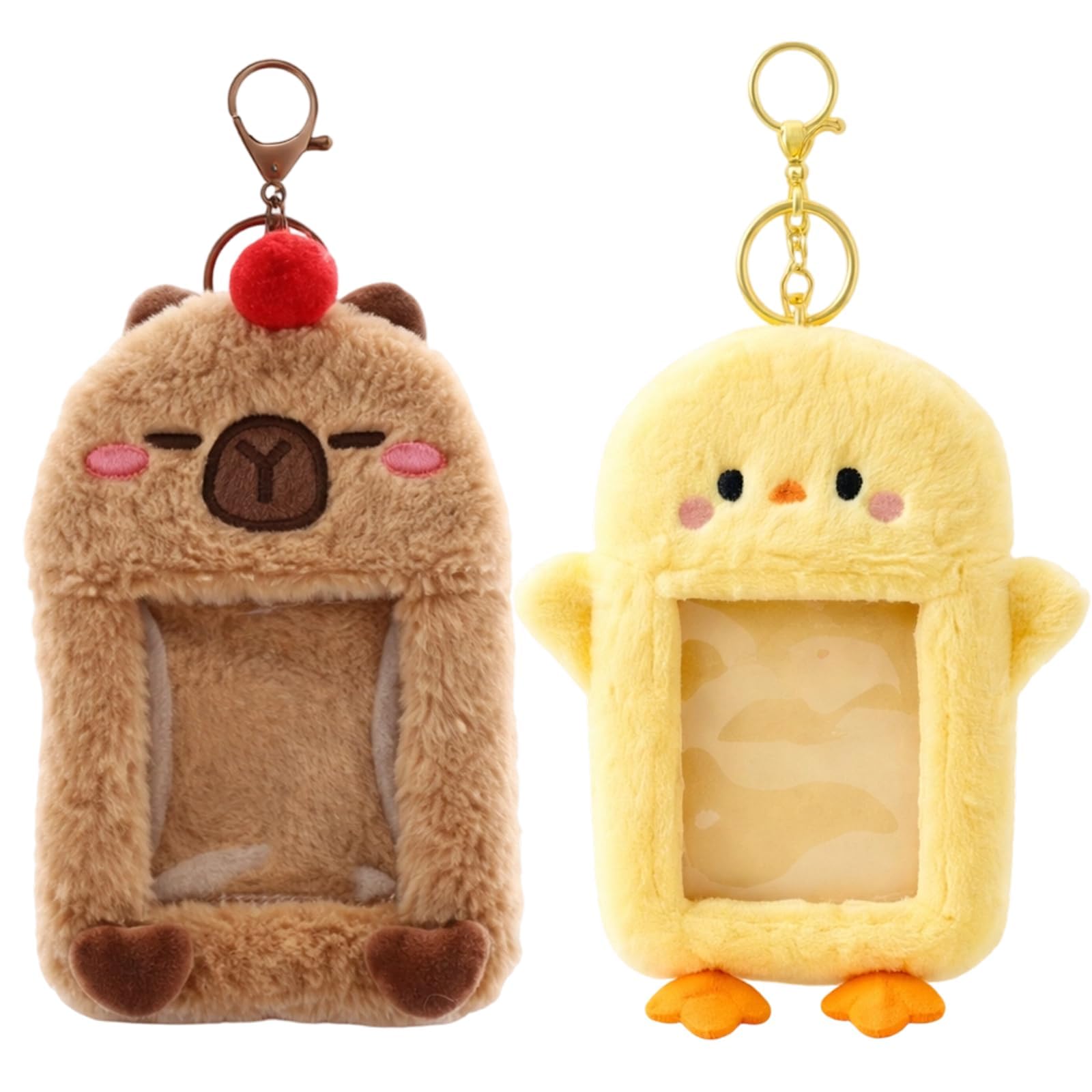 ZKFSIE Photocard Holder, Photo Card Holder Keychain for Collectors, Durable Photocard Holder Keychain with Duck and Guinea Pig Designs, Compact 14x9 cm Photo Card Holder for Everyday Use