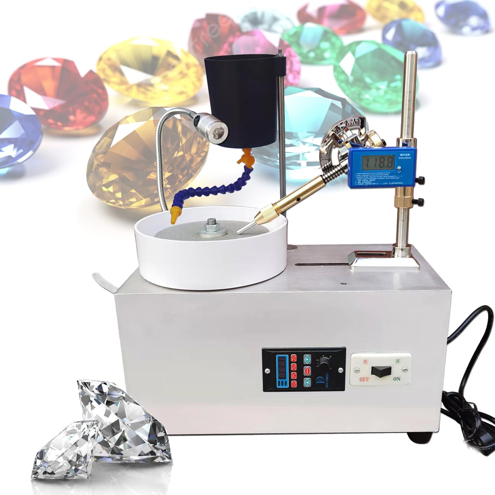 LYDZUSDP Electric Gem Grinding Machine,with Angle Digital Display,Jewelry Faceting Machine,Jade Water Grinding Equipment(220V)