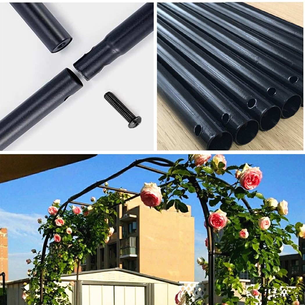 Czarna metalowa altana ogrodowa, łuk na wesela, rośliny pnące, dekoracyjne patio i podwórko, 1,20 m x 2,20 m x 25 cm, idealna na ścieżki trawnikowe i dekoracje nad morze