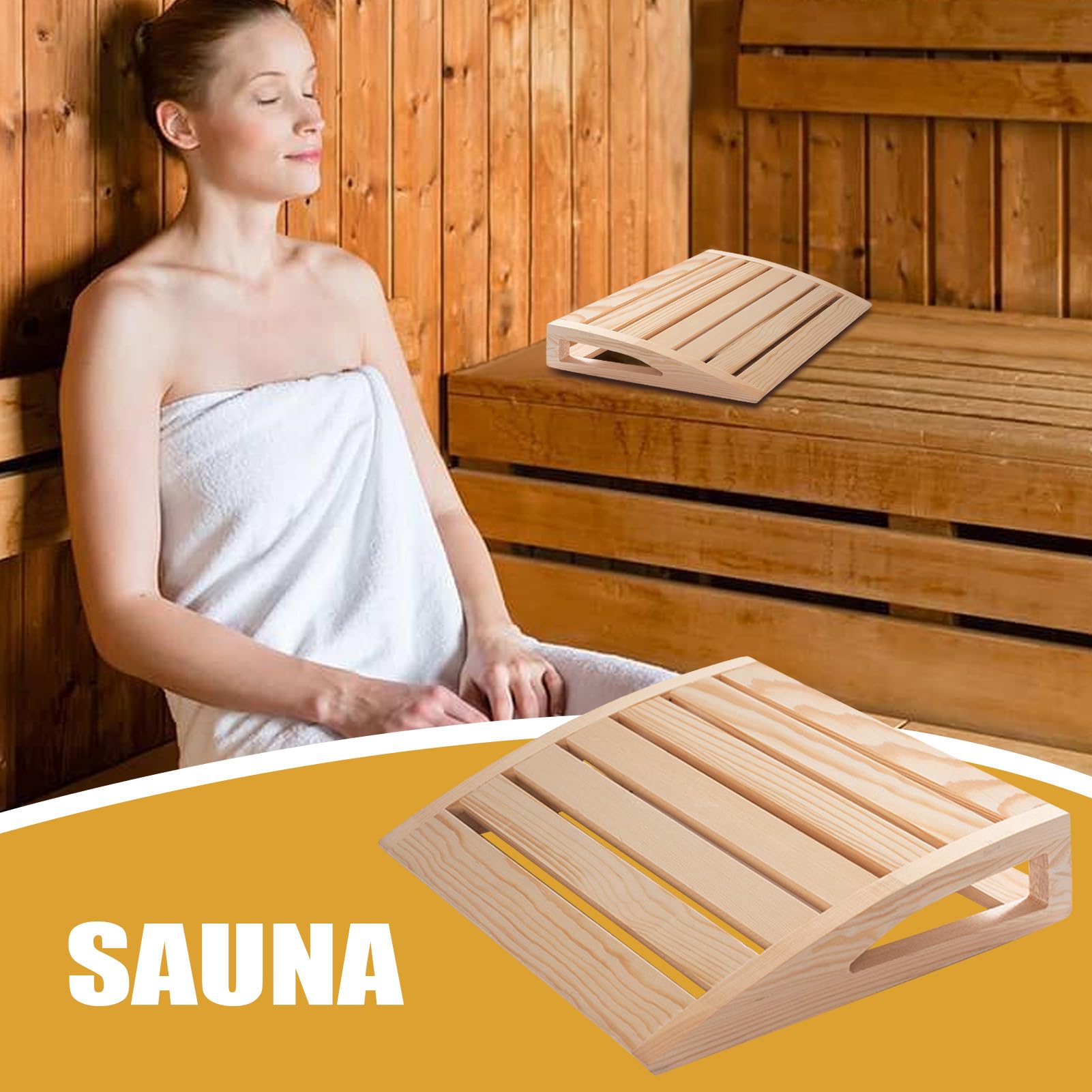 Reposacabezas de Madera para Sauna 38x31x7cm Transpirable A Prueba de Humedad Diseño Ergonómico