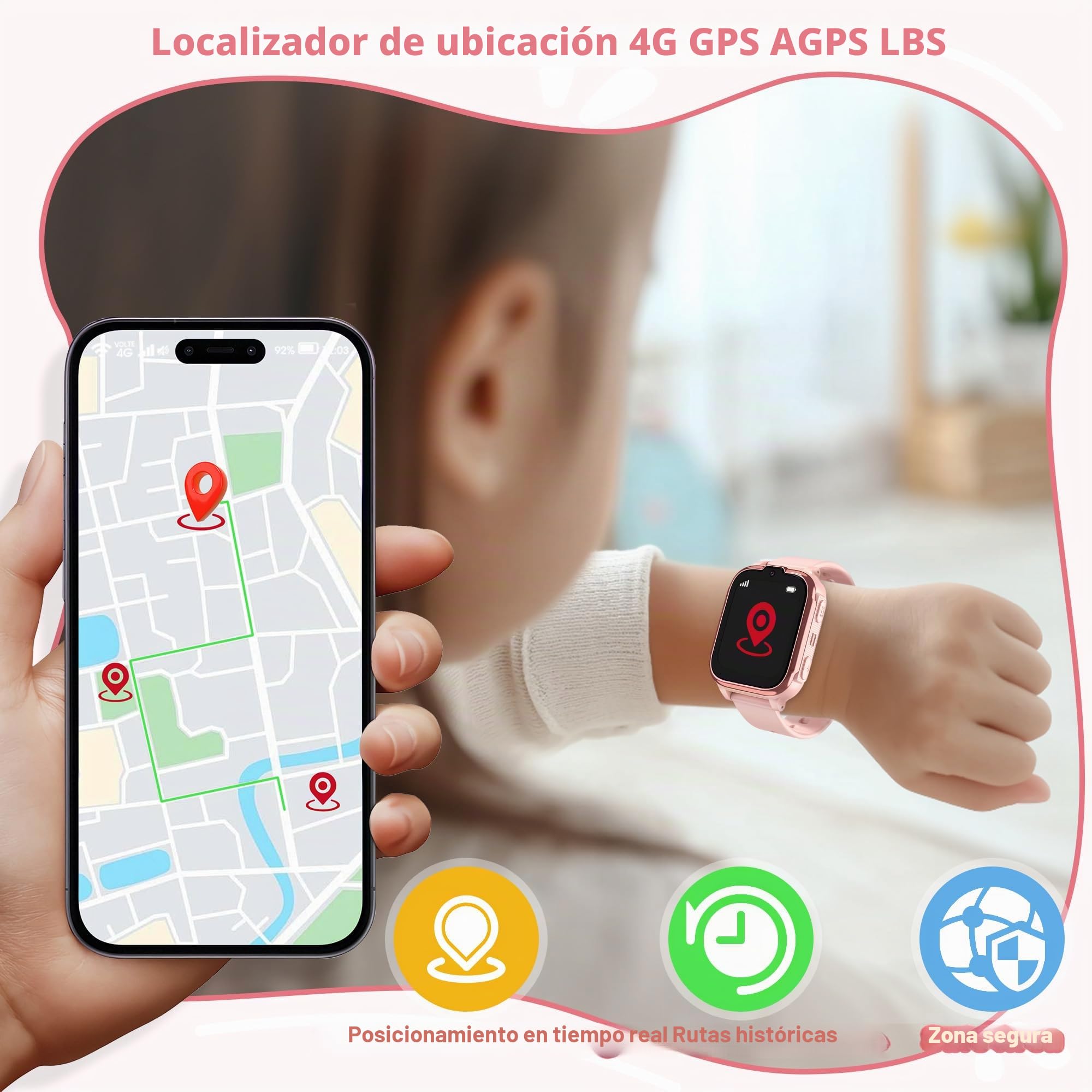 4G Reloj Inteligente Niño con GPS y Llamadas Reloj GPS Niños Teléfono | IP68 Impermeable Smartwatch Niños Llamadas Videollamada SOS Chat Juego Despertador Modo Clase,Estudiante Regalo