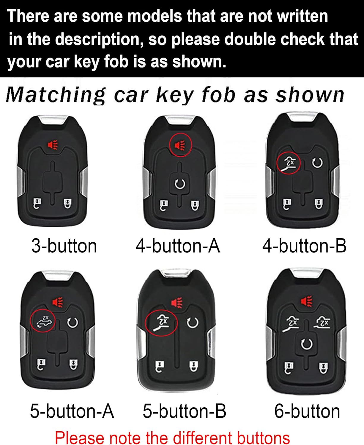 ontto 6-Button Key Fob Cover Fit for GMC Sierra 1500 2500HD 3500HD 2019-up Car Accessories,Metal Frame Key Shell Leather Key Holder,Antiscratched Car Key Case Fit for Chevrolet Suburban Tahoe,Black
