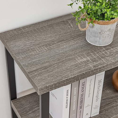 Miniatura 33 de BON AUGURE Mesa de entrada, mesas consola de 47 pulgadas para entrada, mesa estrecha para sofá para sala de estar, estantes de madera de 3 niveles