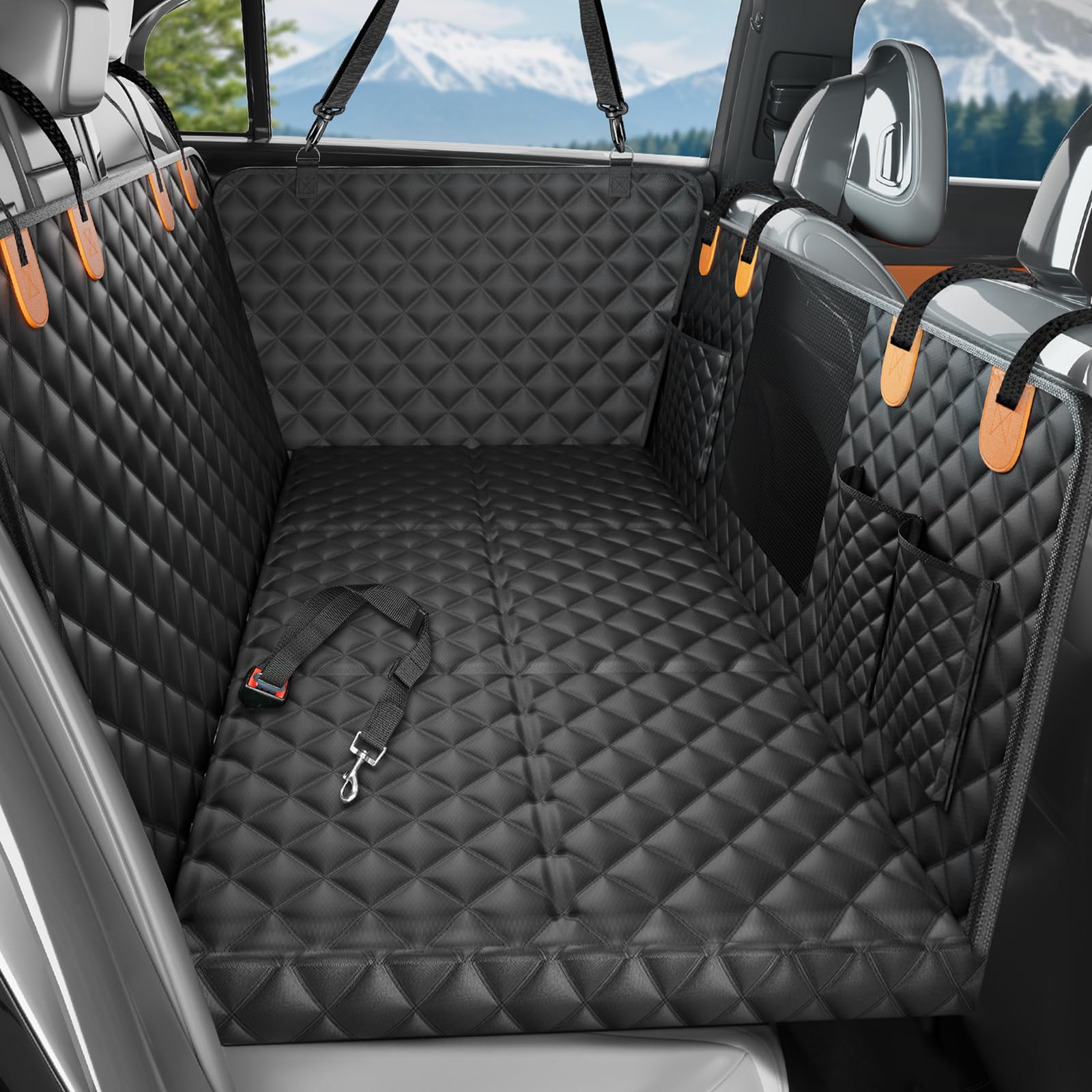 Dog Car Seat Cover,2025 Hard Bottom Dog Hammock for Car with Waterproof/Anti-slip/Scratch-Resistant/ Foldable. Back Seat Extender for Dogs can Hold 400 Pounds,Fit for Traveling with Pets in Cars/SUV — image 1