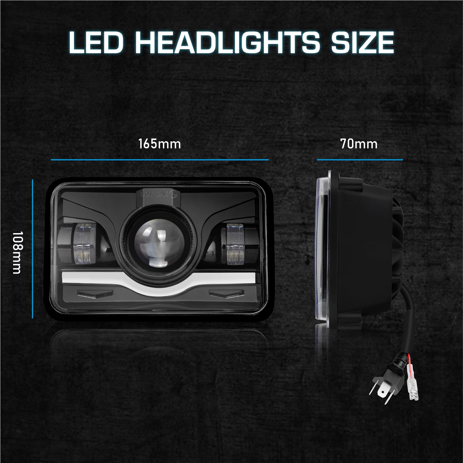 Amazon.com: RXTSQI 4X6 Inch Headlights 6000K 44000LM 130W Hi/Low