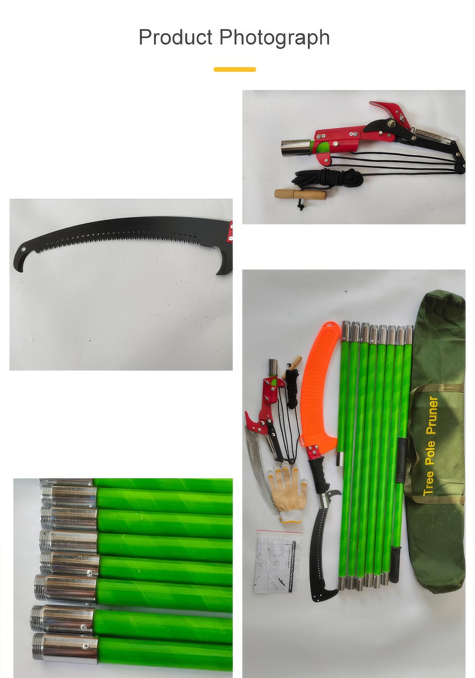 Sierra de poste manual para podar árboles, 8 varillas montadas de 32 mm para ajuste de longitud, podadora telescópica de árbol de 2 a 8 m, cortador de ramas de árbol para extremidades altas