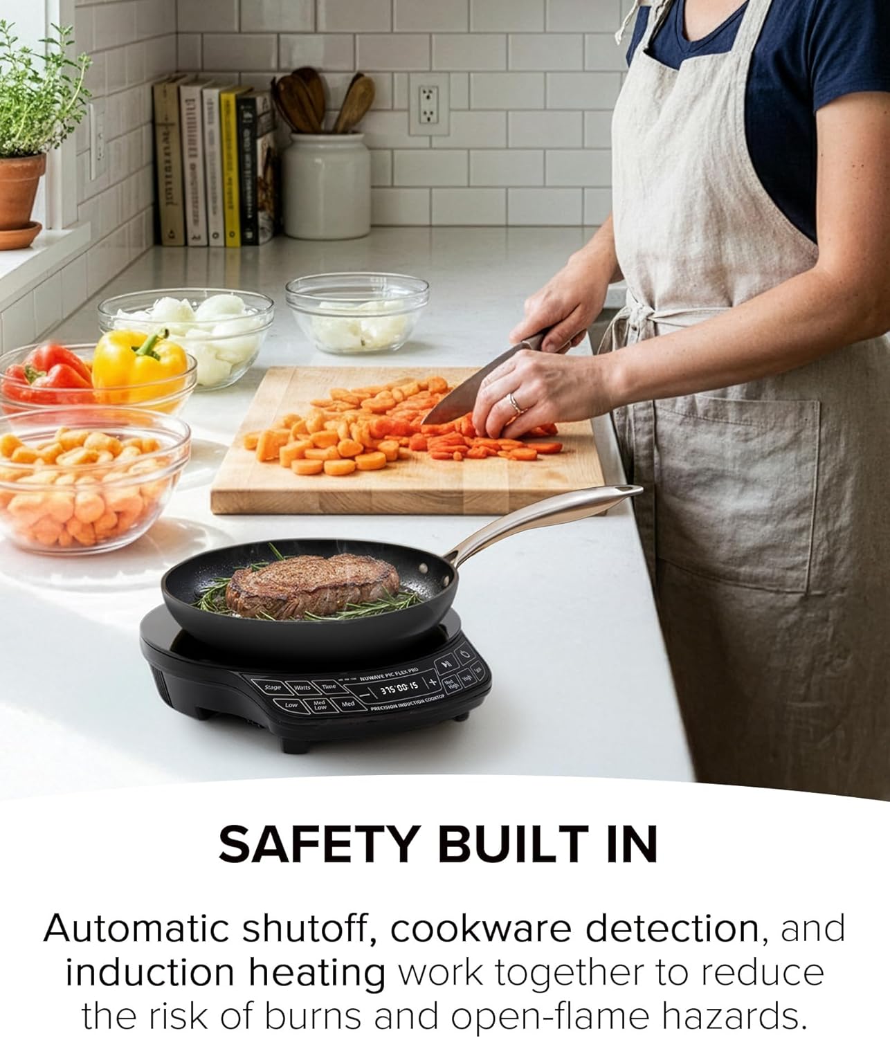 Nuwave Flex Pro 10.25” Precision Induction Cooktop with IMD Touch Display, LED, Shatter-Resistant Glass, 45 Temps (100°–500°F), 3 Wattages (600/900/1400W), Auto Shutoff, Portable Design, 30503V01