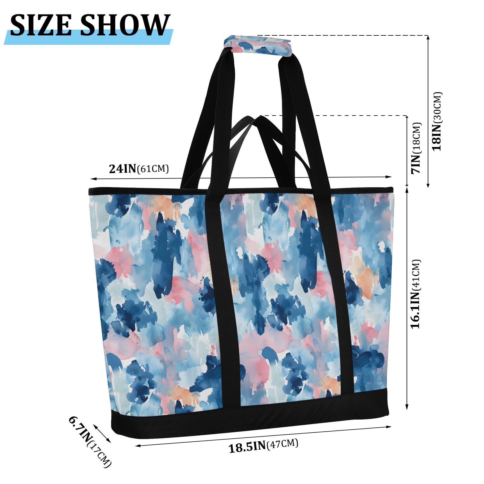 Borsa termica isolata con motivo acquerello scarabocchiare, borse per la spesa riutilizzabili con cerniera grande borsa termica portatile per viaggi o campeggio