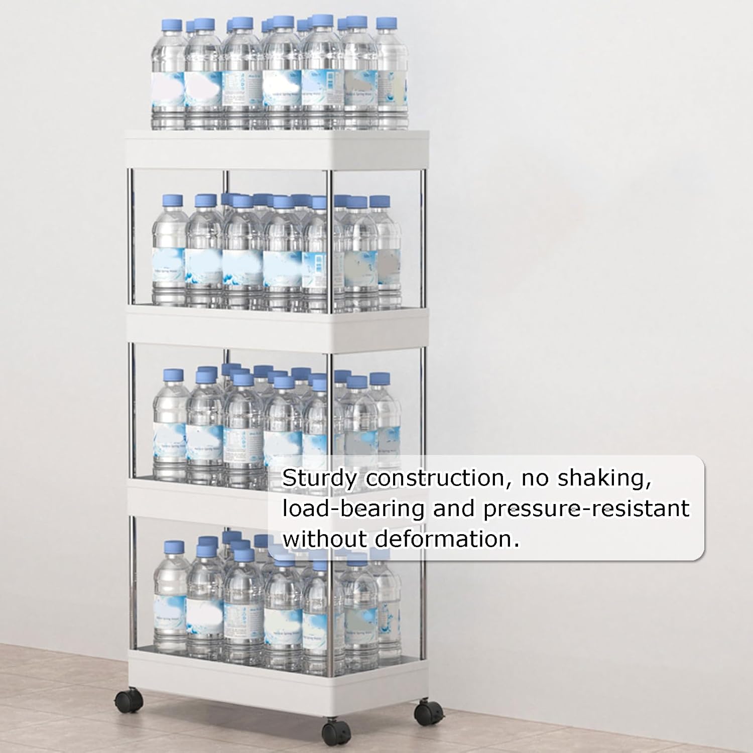 Storage Trolley Multi-Tier Rolling Unit Cart Mobile Storage Shelf for Kitchen Bathroom Rolling Organizers Rack,Black,2 Tier