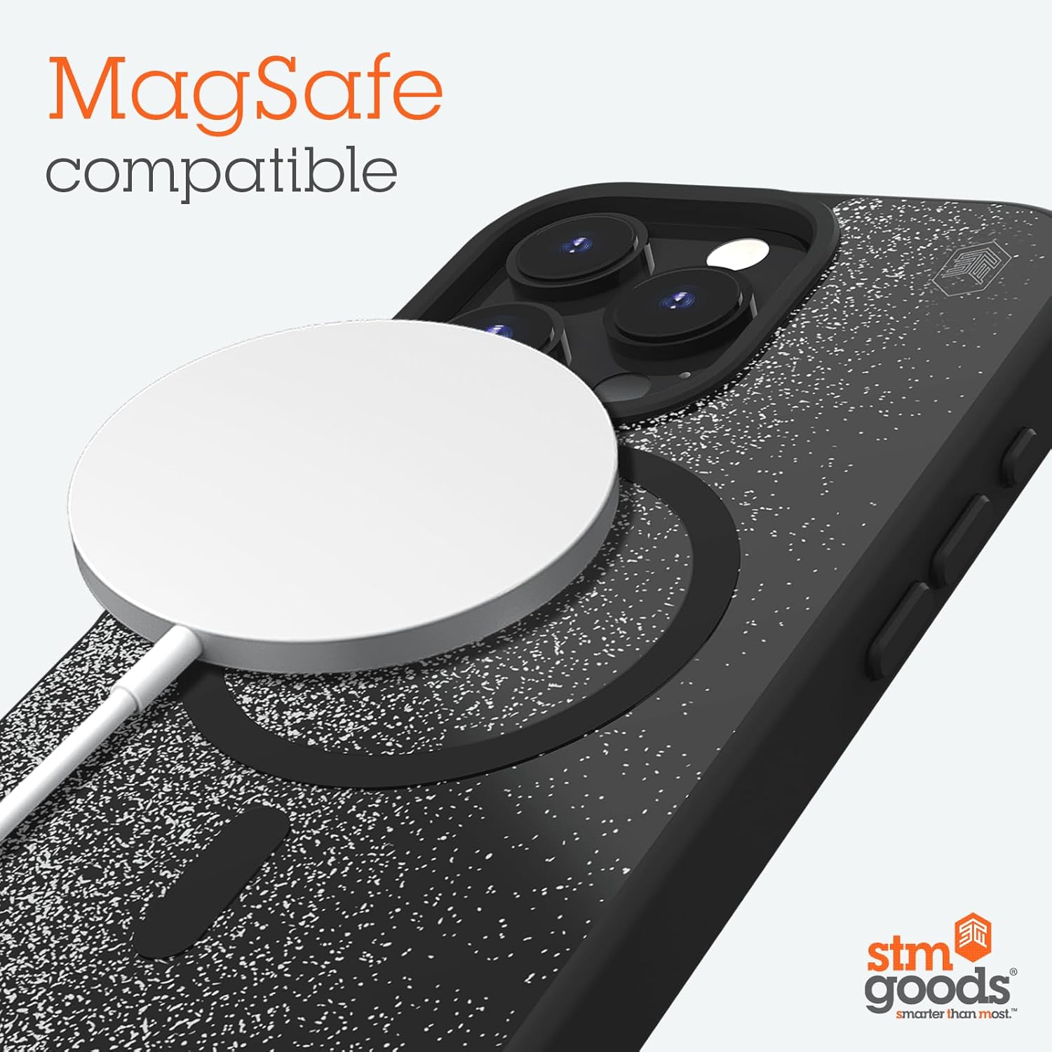 STM Relax Sand MagSafe® Case for iPhone 16 Pro Max - Designed to Calm Your Mind Through Liquid-Like Moving Sand - High-Performance Durable Polycarbonate- Enhanced Drop Protection - Black/Grey