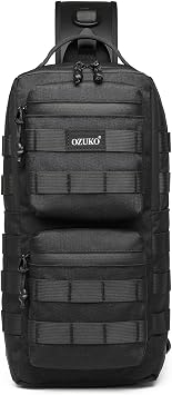 OZUKO Sling Bag for Men, Crossbody Sling Backpack, Water Resistant Tactical Casual Shoulder Bag, Compact Daypack for Travel Hiking Outdoor EDC Daily Commute