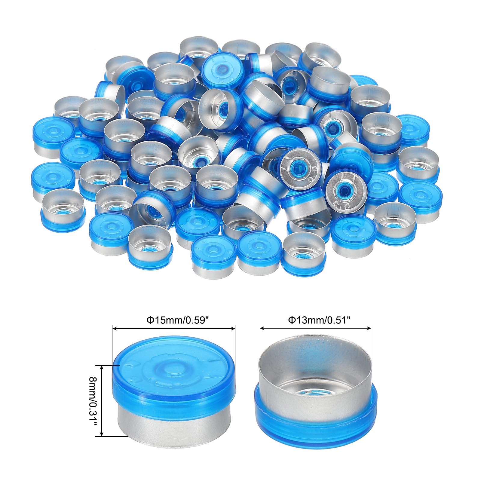 PATIKIL 13mm Flip Off Caps, 100 Pcs Flip Off Caps Flip Off Seals Flip Off Vial Seals Plastic Aluminum Caps Cover for Glass Vial Laboratory, Dark Blue