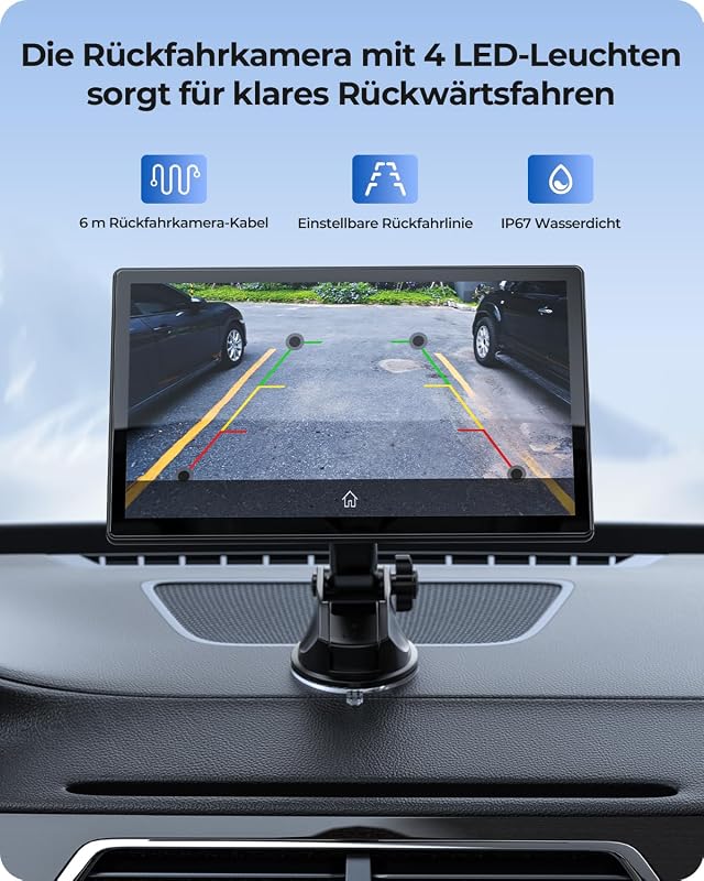 Krunia 9 Inch Wireless CarPlay Display 60FPS Android Auto GPS Navigáció Mágneses Tartó