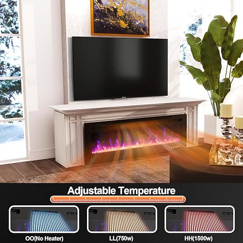 Miniatura 9 de Chimenea eléctrica inteligente  Insertos de chimenea eléctrica de 50 pulgadas, montaje en pared o empotrado en pared, chimenea eléctrica con