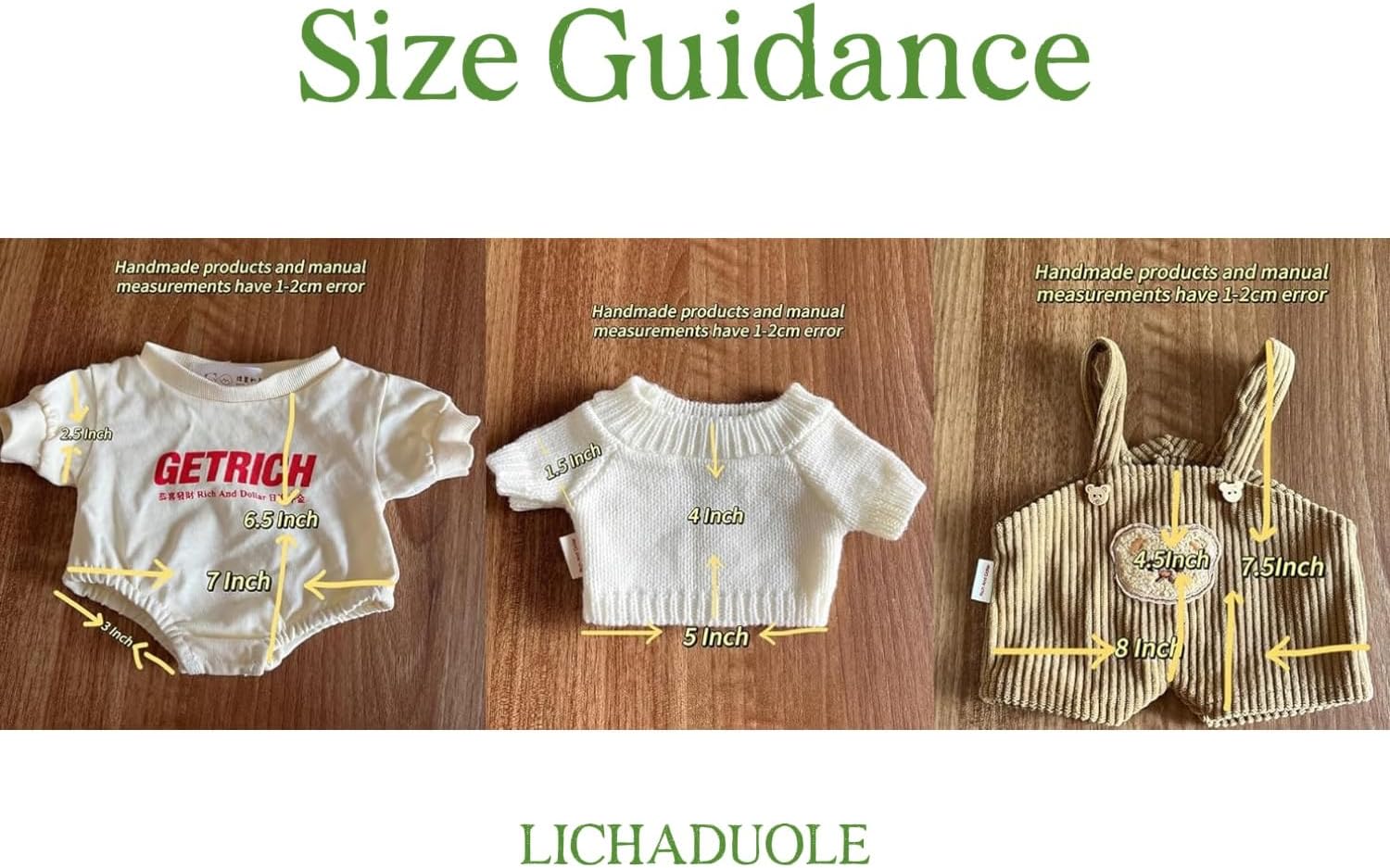 9-12''/30cm Teddybear Clothes Set - Knit Sweater+Overalls+Chinese-Style Romper(NO Doll)