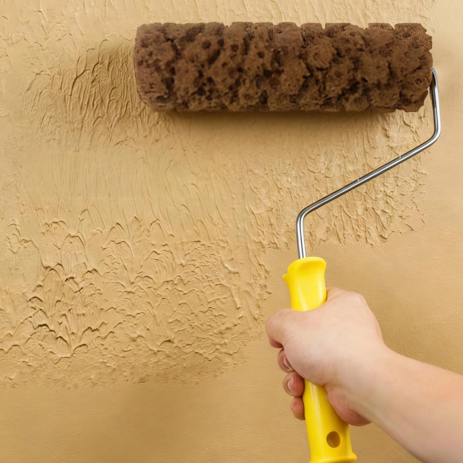 Rodillos de pintura de esponja texturizada, rodillo de esponja de algas artificiales M60 de 6 pulgadas con 3 varillas de esponja, agarre cómodo, soporte antioxidante, patrón de celosía de piña, para