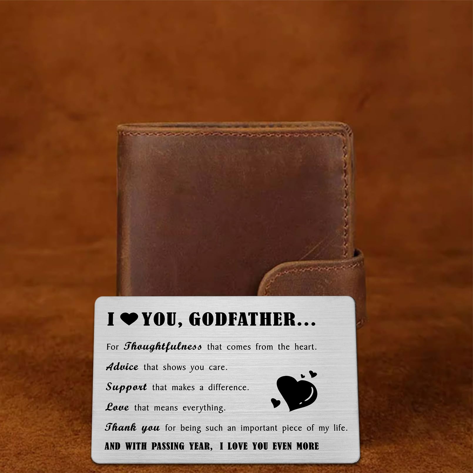 Richesele Godfather Fathers Day Card from Godchild, Laser EngravedI Love You Godfather Gifts - Image 4