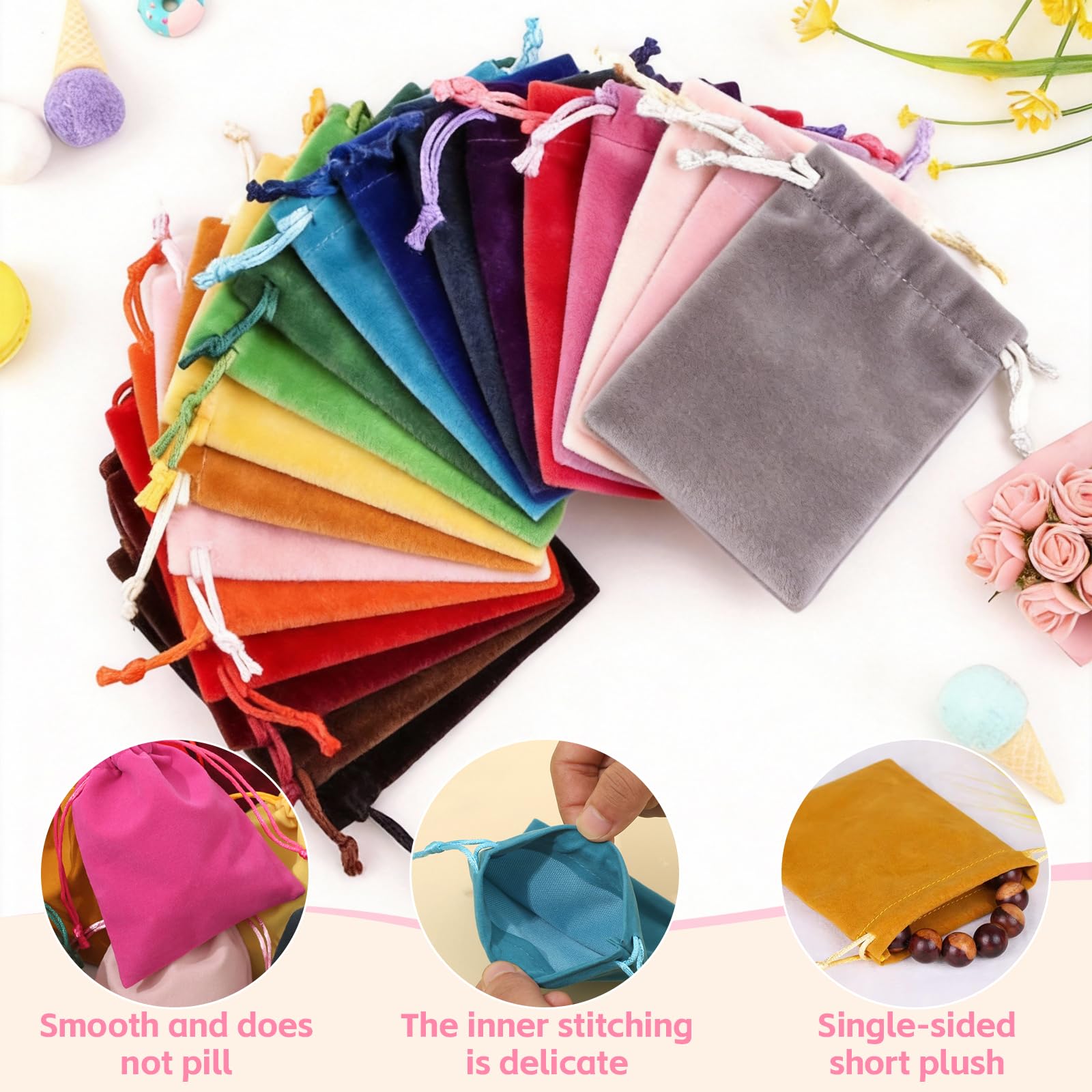 57 Stück Samtsäckchen Klein, 7x9cm Samtbeutel, Stoffbeutel Klein 19 Farben, Schmucksäckchen Samt, Schmuckbeutel Samt, Schmuckbeutel für Verpacken von Schmuck, Ringen, Geschenken