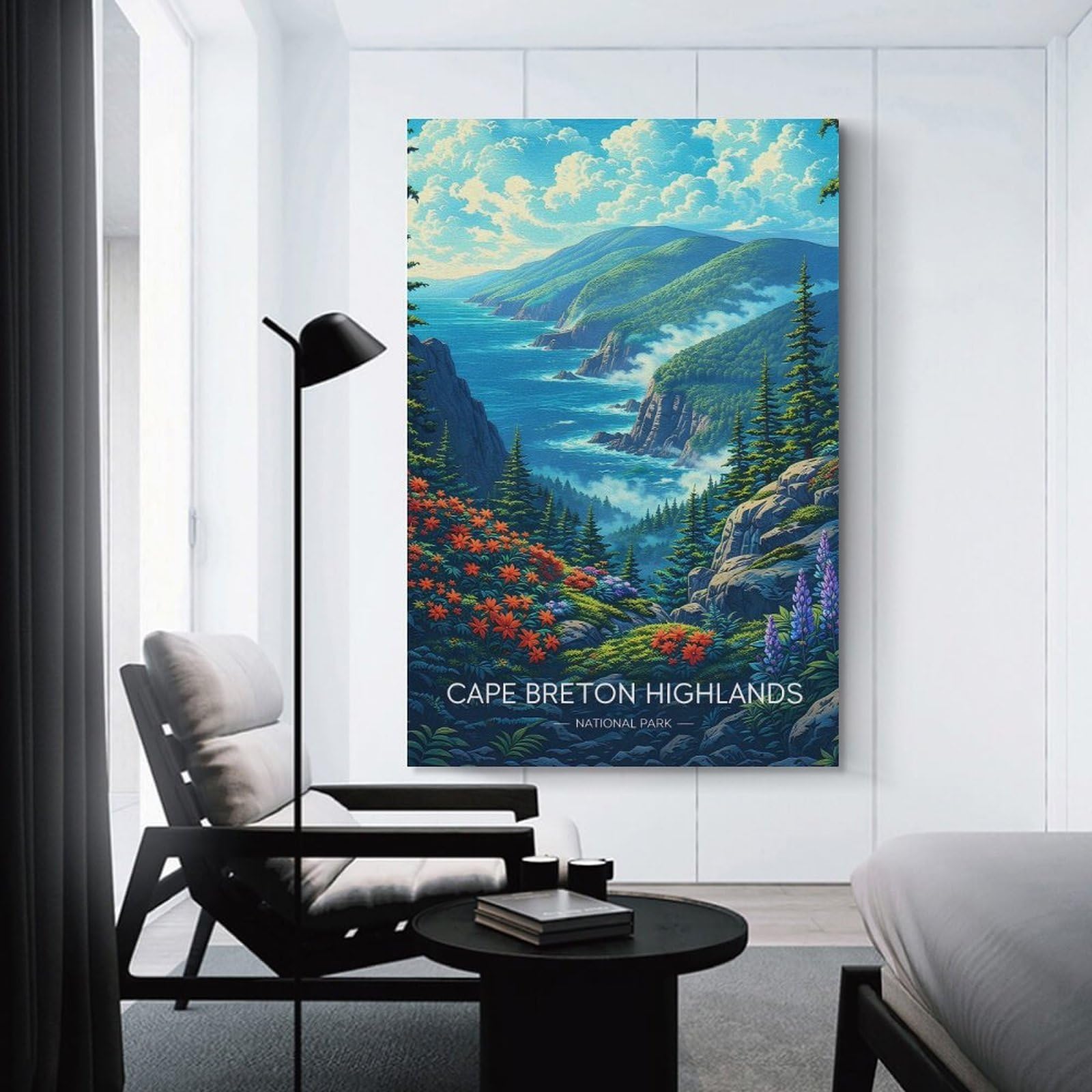 Junmoney Canvas Wall Art Cape Breton Highlands National Park, 20x30inch(50x75cm), for Lounge Decor, Bedroom Walls Or Flats, A Home Accent with Warm Character
