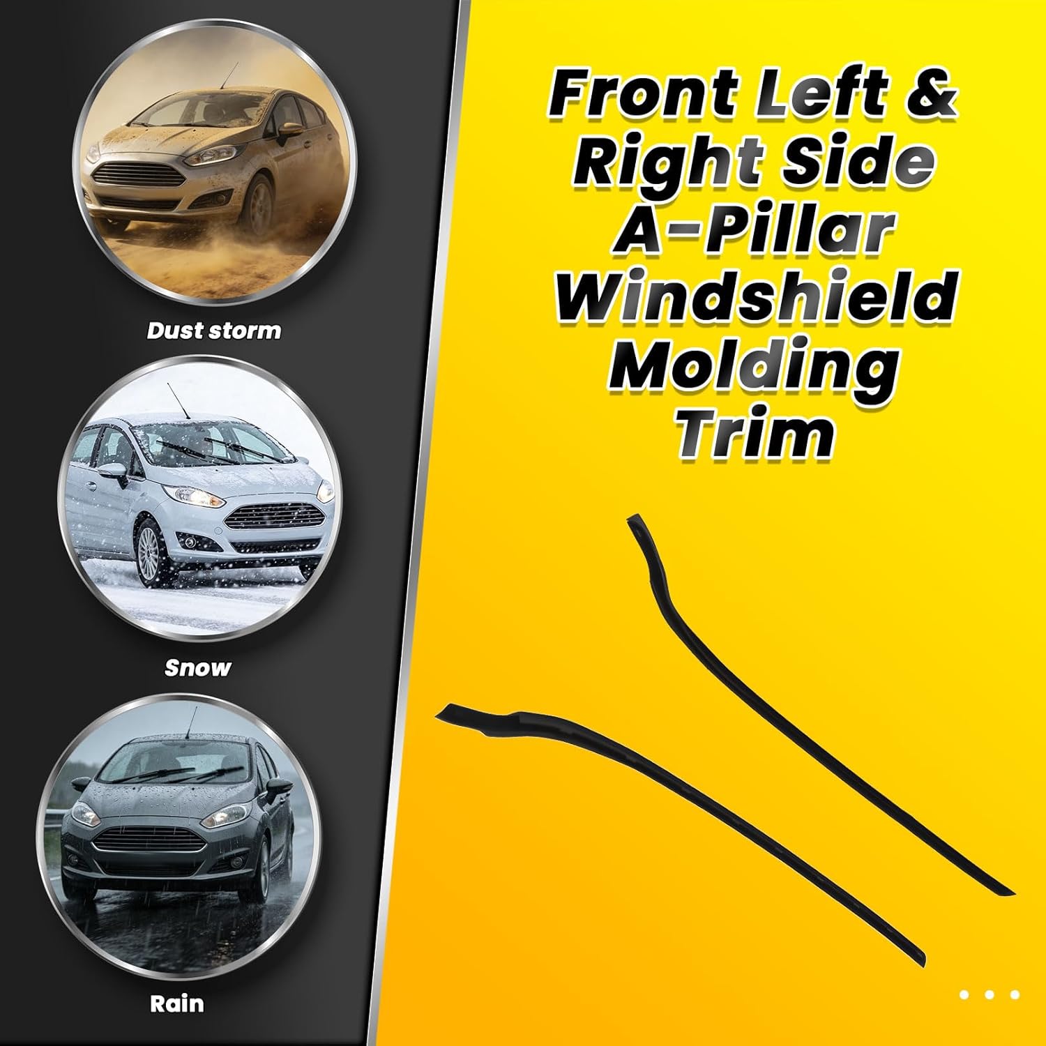 Windshield A-Pillar Front Molding Trim Compatible with 2011-2019 Fiesta AE8Z 5403136-A AE8Z5403136A AE8Z 5403137-B AE8Z5403137B