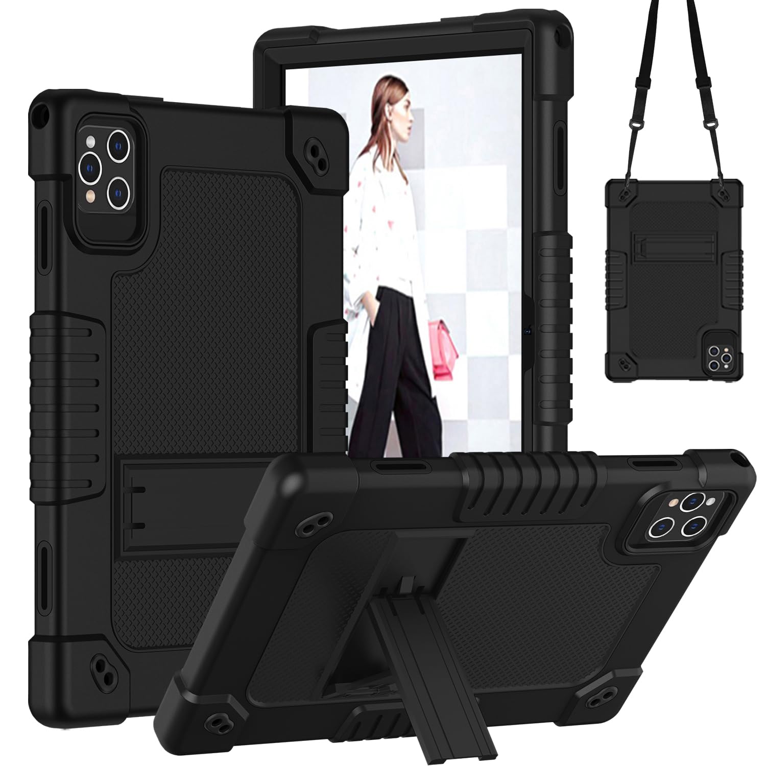 Kebiory for MEIZE D115 10.1 Inch Tablet Case Shoulder Strap Stand Kids Friendly Case for ANTEMPER D106/ Digiland S10 10.1 inch/DOMATON D105/Relndoo