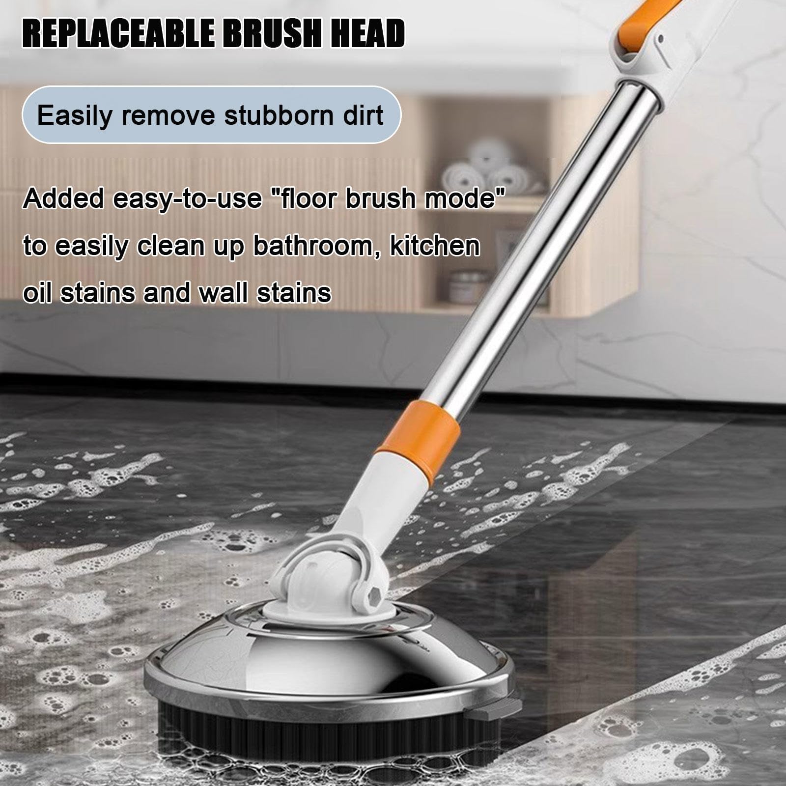 Este Juego de fregona y Cubo Giratorio de 360° con escurridor Incluye 5 recambios de Cabezales de Microfibra, 1 Cepillo para Suelos y un Sistema de fregona y Cubo Giratorio de Acero inoxidab