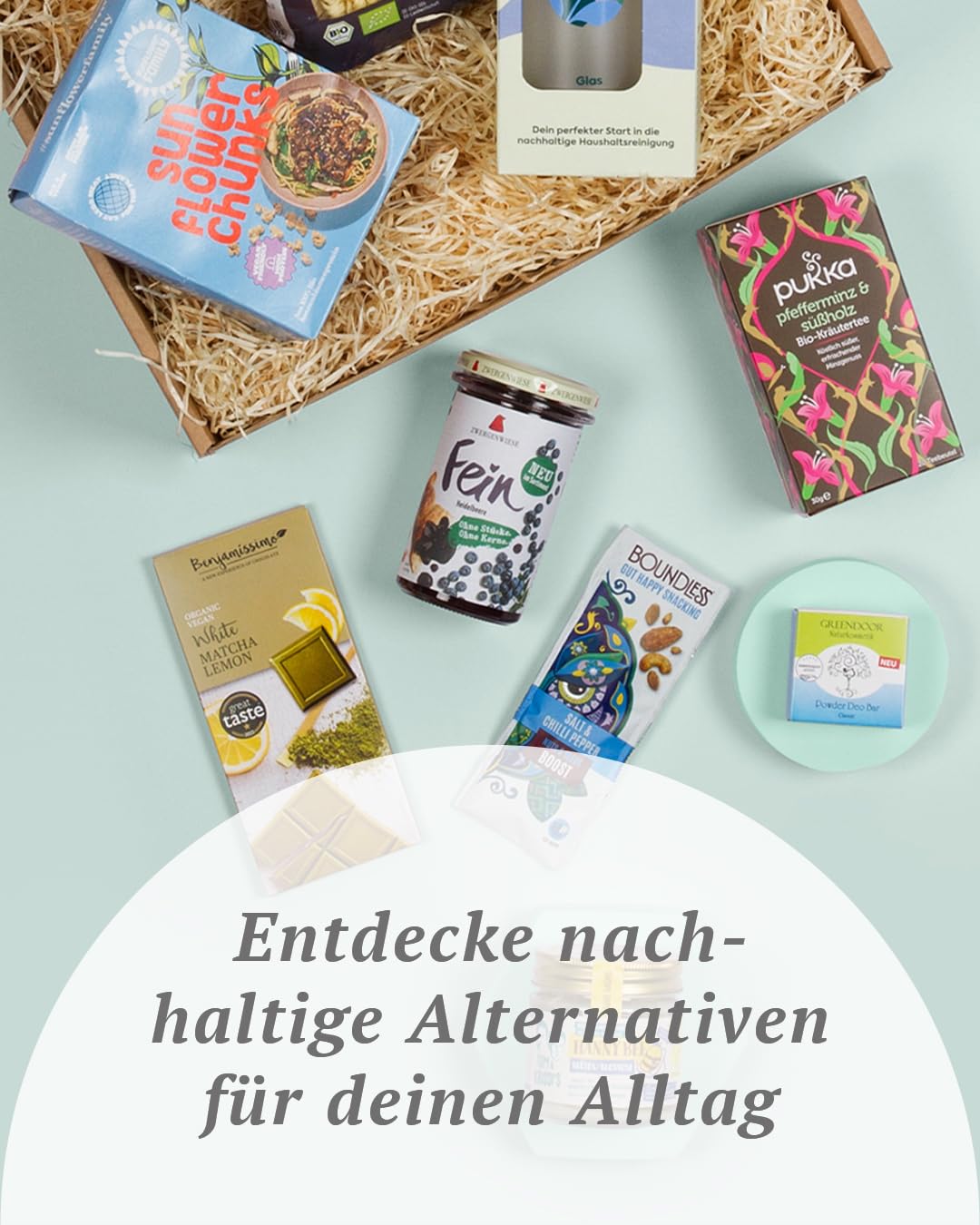 Vegan Box Geschenkbox Classic vegane Lebensmittel Kosmetik Snacks Süßigkeiten 9 Produkte