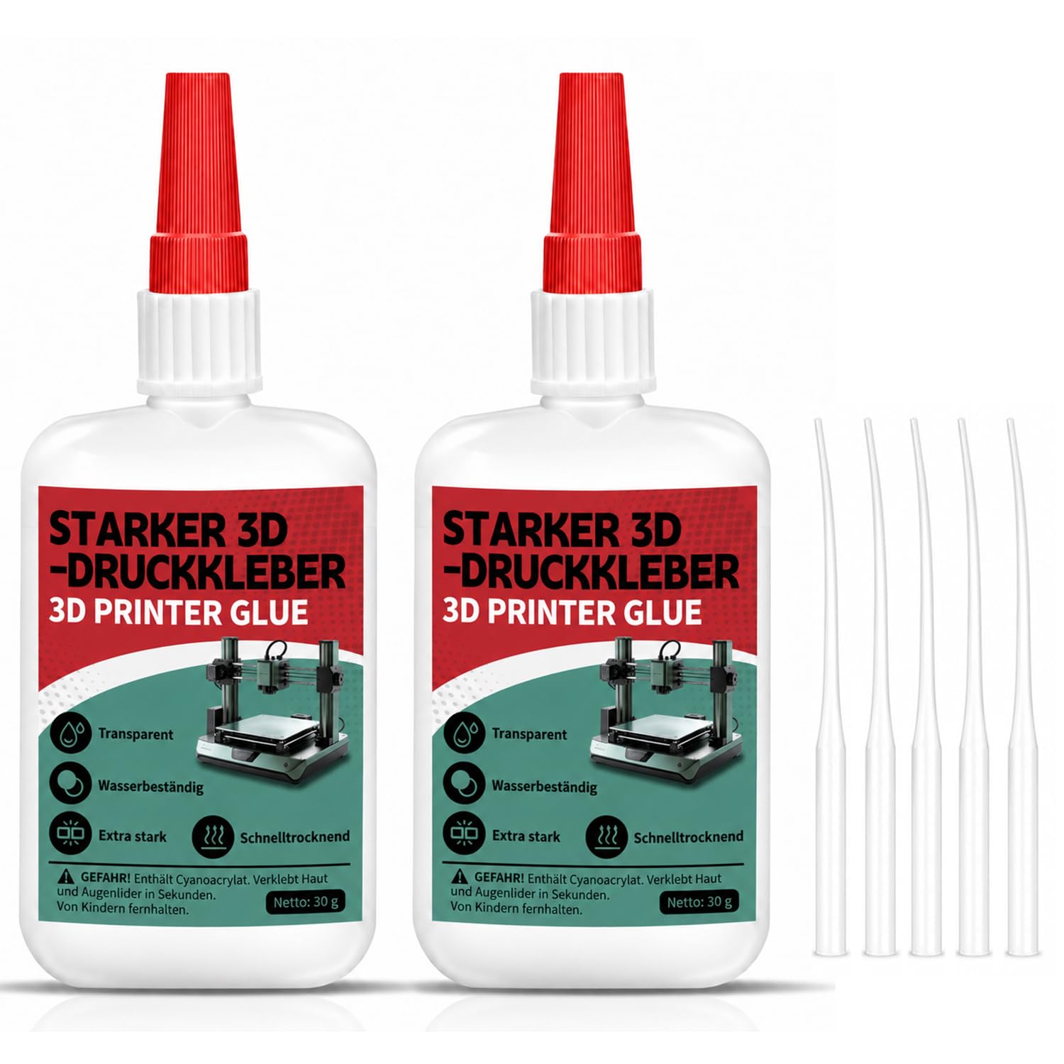 3D Printer Glue for PLA ABS PETG TPU, 2 Pack (30g)