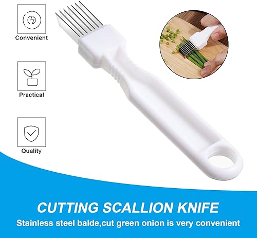 Miniatura 6 de Mudder Juego de cuchillos de seda triturados de 5 piezas, cortador de cebolleta de acero inoxidable, ajo y cebolla verde manual para cocina