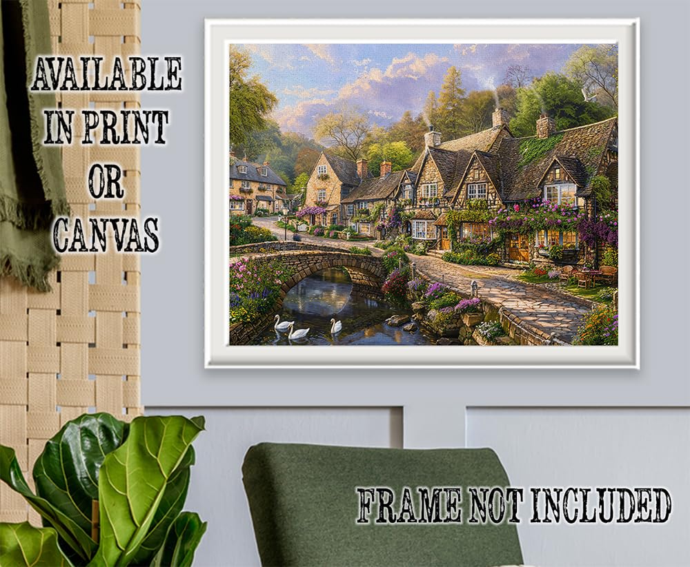 Amazon.com: English Country Town Path Cottage Style Painting-18x24