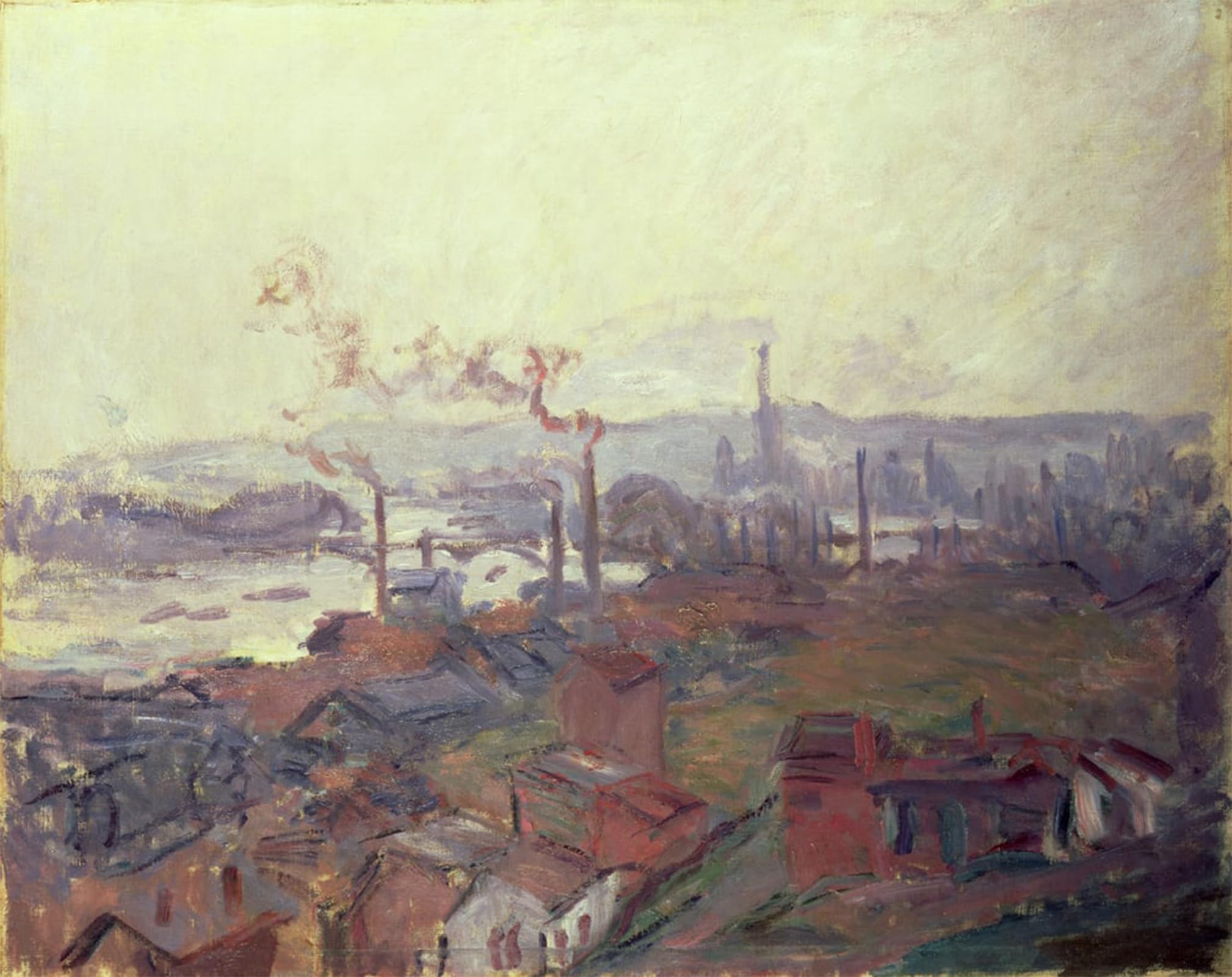 SERENDIPITP Retro Picture Poster Wall Art Pictures Painting General View of Rouen From St Catherine by Claude Monet Wall Art Canvas Print for Wall Decor 60x90cm