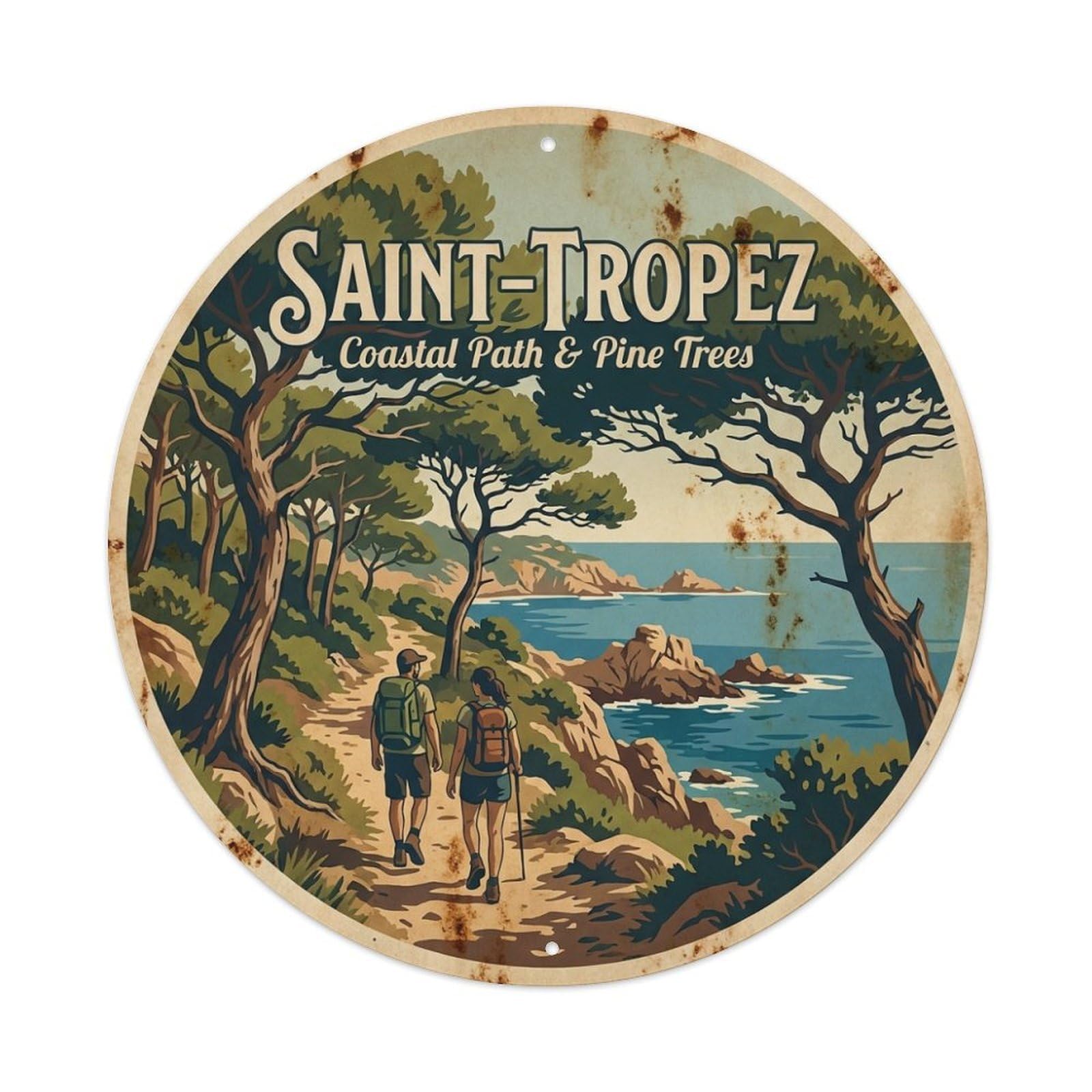 Coastal Path Pine Trees Travel France Saint Tropez Metal Tin Sign