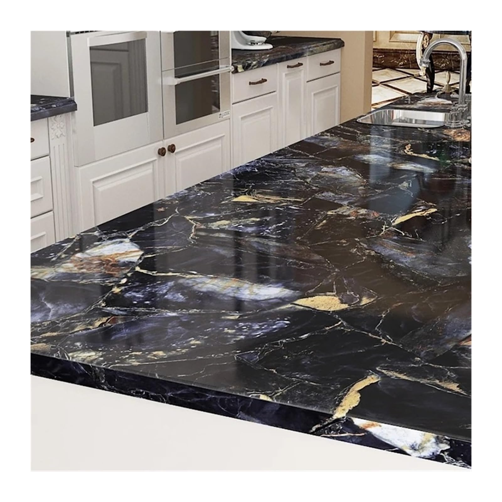 Foelanne Color9 Back Self Adhesive Wallpaper, Marble Contact Paper Self-Adhesive Kitchen Cabinet -Proof Multiple Sizes(,40Cm X 100Cm)