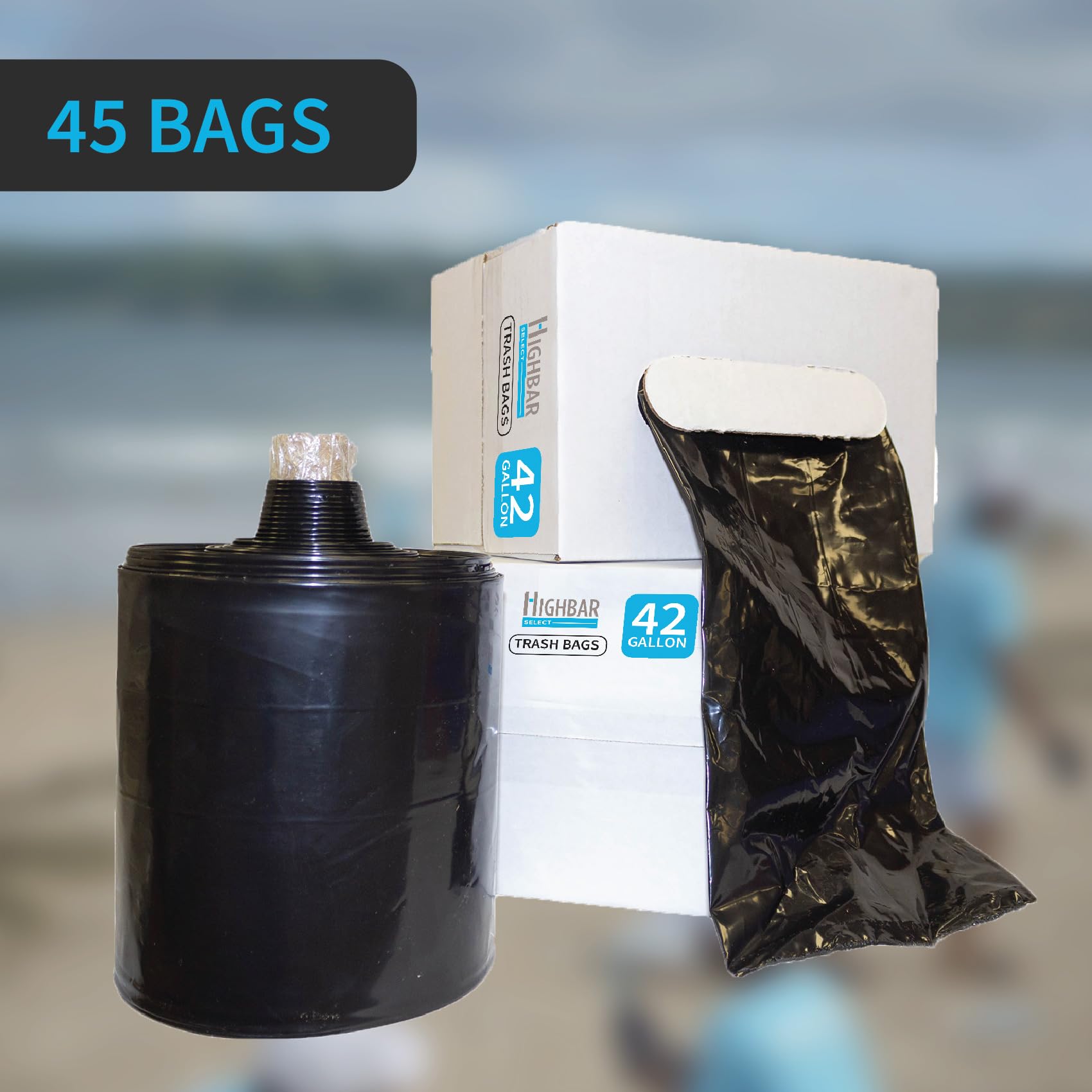 Bolsas de basura resistentes para contratistas, 42 galones, 32.7 x 47 pulgadas, 3 mil de grosor, grandes, negras, industriales, para construcción y uso comercial