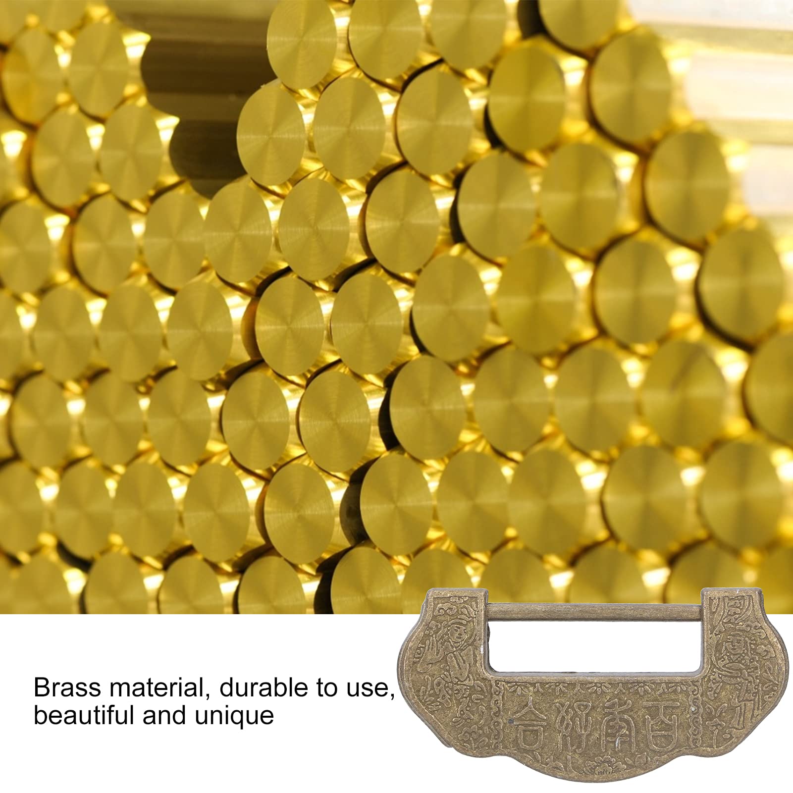 HERCHR Vintage Lock and Key, Antique Locks with Key Antique Brass Lock Decorative Padlock Lock for Small Wooden Box Furniture Cabinets Chest(Bronze)