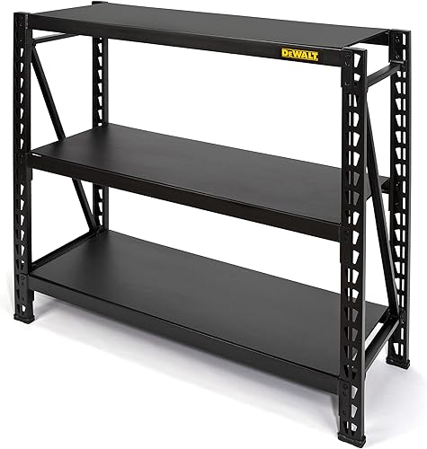 DEWALT Estantería de almacenamiento industrial para garaje, 3 estantes de plataforma laminados ajustables y resistentes, 50 pulgadas de ancho x 18