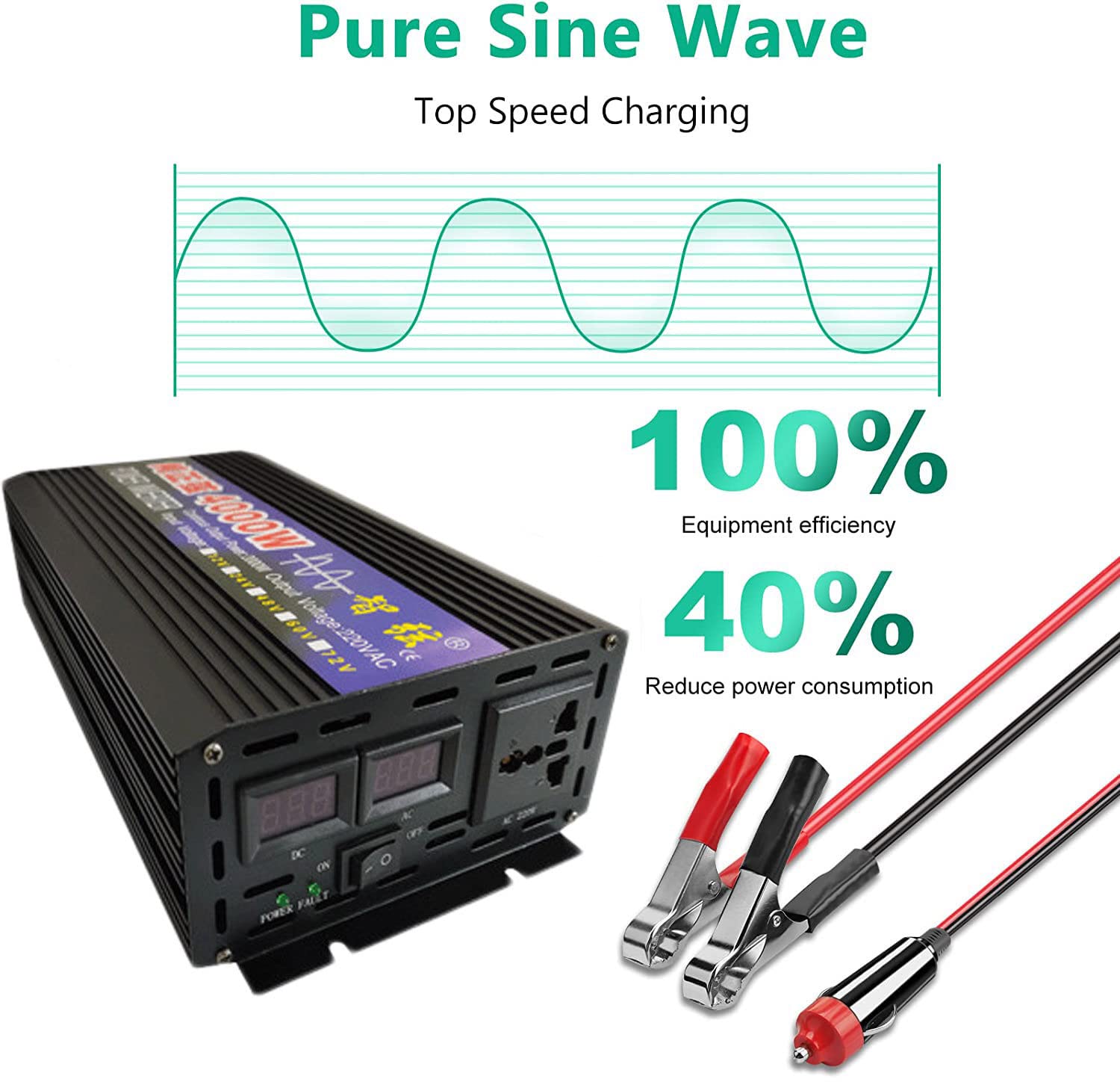 przetwornica napięcia sinusoidalnego DC 12V 24V 48V 60V na AC 110V 230V falownik sinusoidalny 1000W/2000W/3000W/4000W/5000W/6000W/8000W, konwerter samochodowy, adapter sieciowy,6000W-24Vto110V