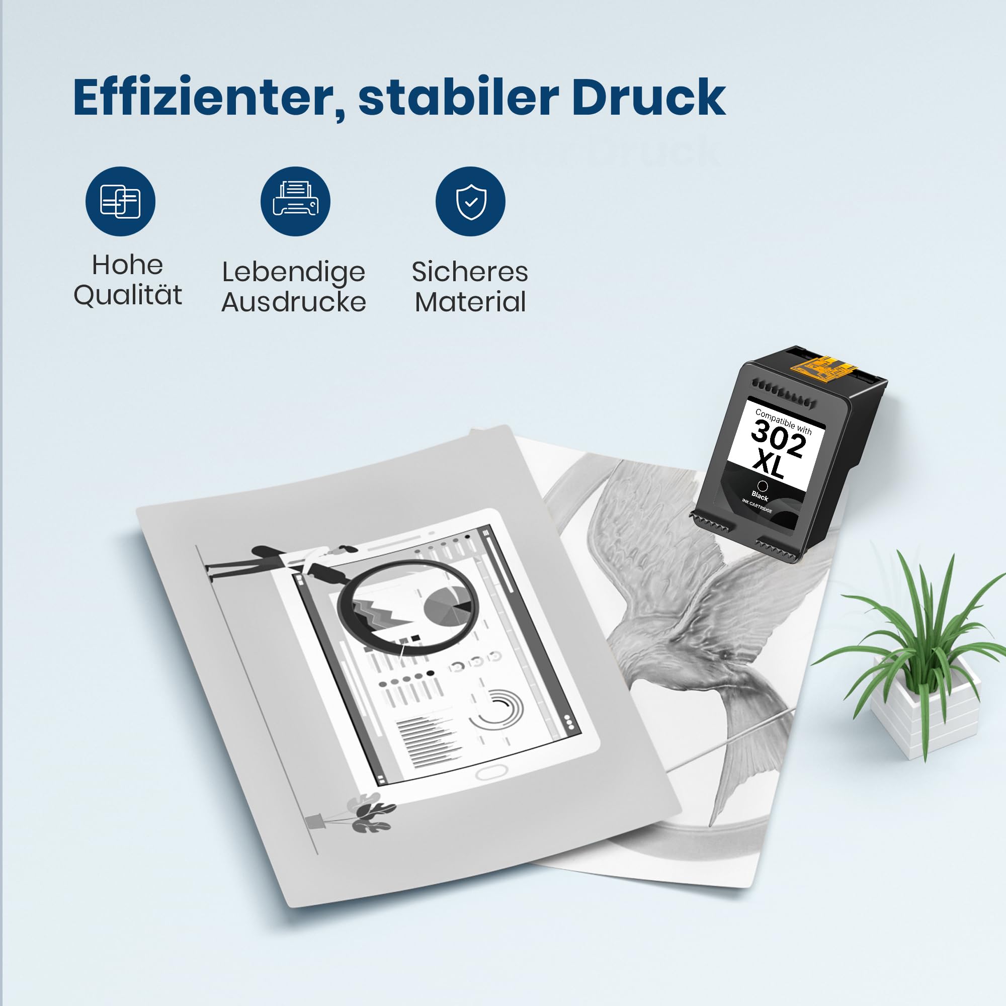 302 XL Nero Sostituzione per Cartuccia HP 302 XL Nero per Envy 4525 4527 Officejet 3833 3830 3835 3834 4650 3831 5232 5230 4652 5220 Deskjet 3630 2130 1110 3634 3639 per Envy 4522 Stampante (1 Nero)